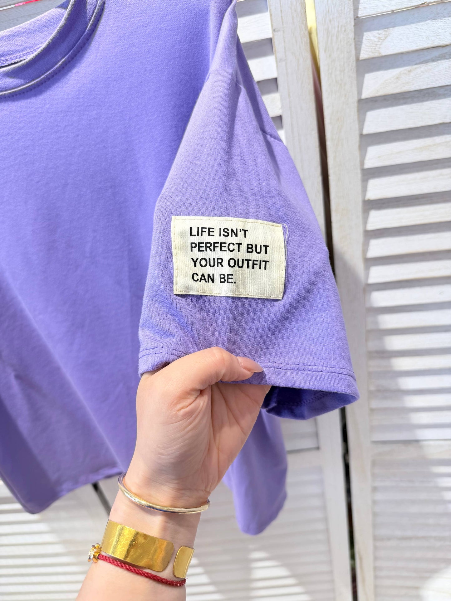 Basic T-shirt met ronde hals: Paars TU