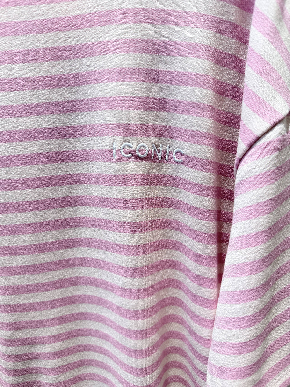 Gestreept T-shirt met korte mouwen: Roze TU