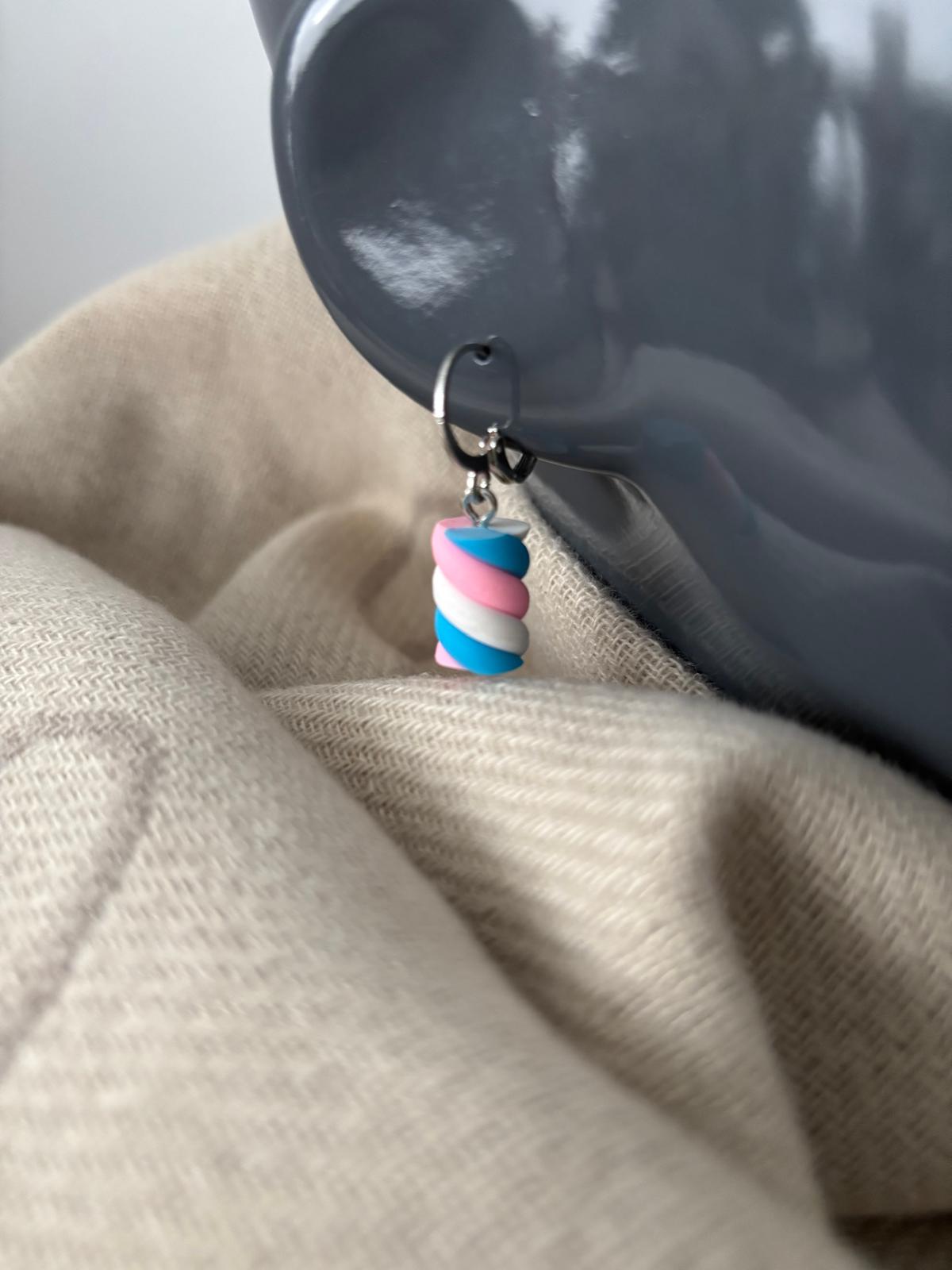 Oorbel Snoepje twister blauw