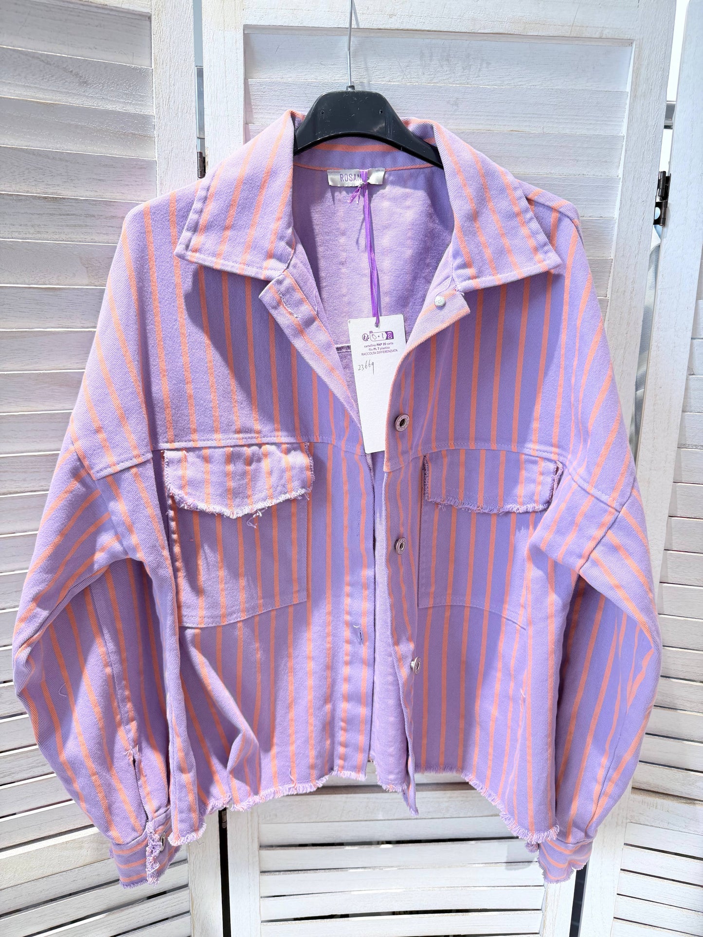 Gestreepte blazer met overhemdkraag: Lila / JIJ