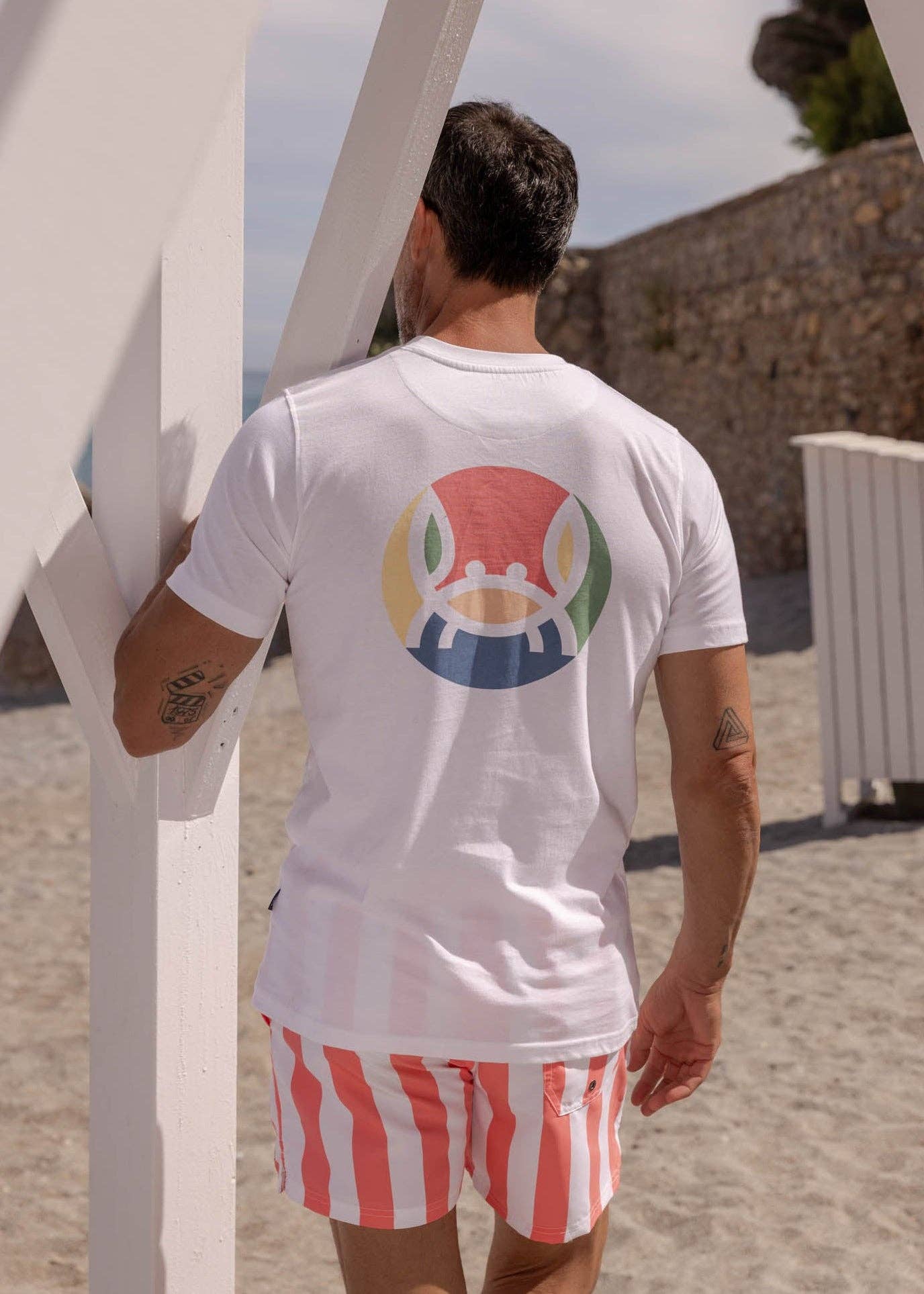 Wit T-shirt met meerkleurige cirkel | Formentera: S