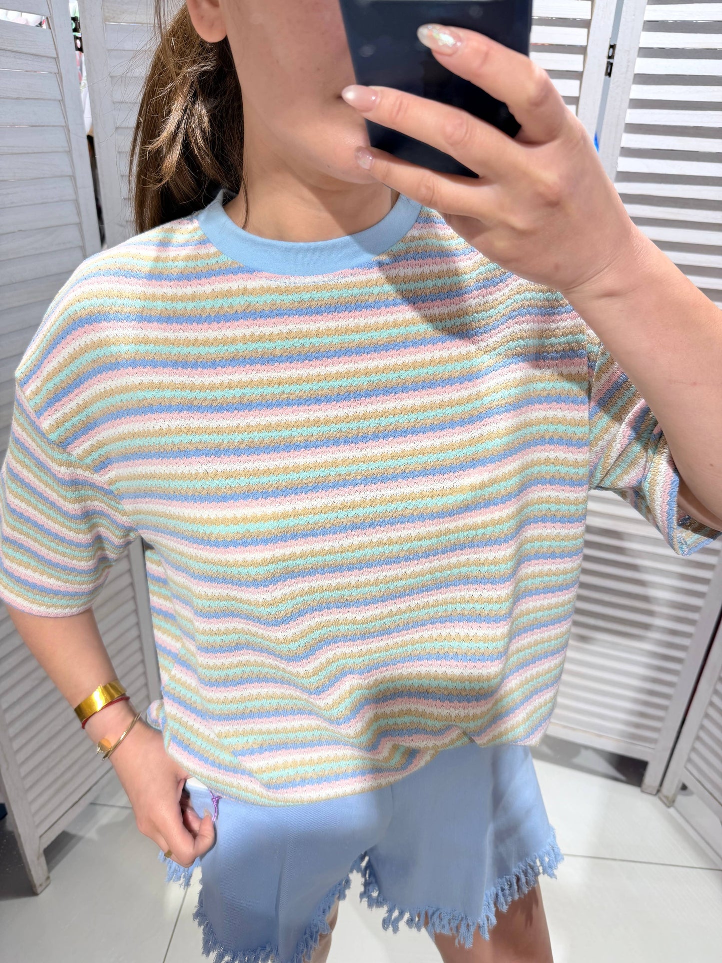T-shirt met lichte strepen: Veelkleurig / JIJ