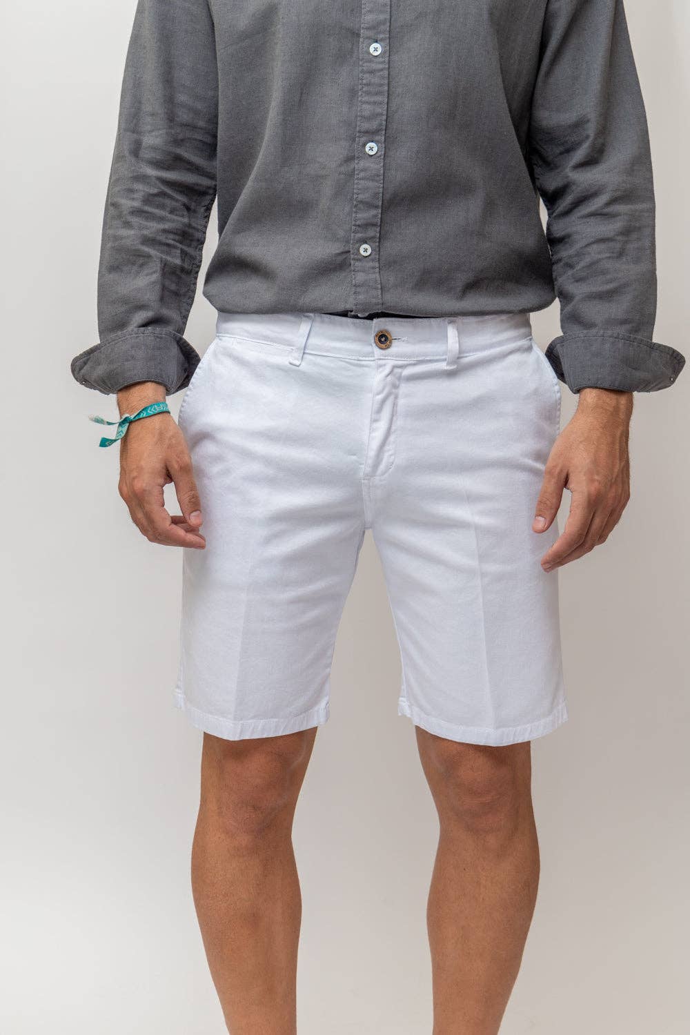 Witte elastische bermuda | Priego