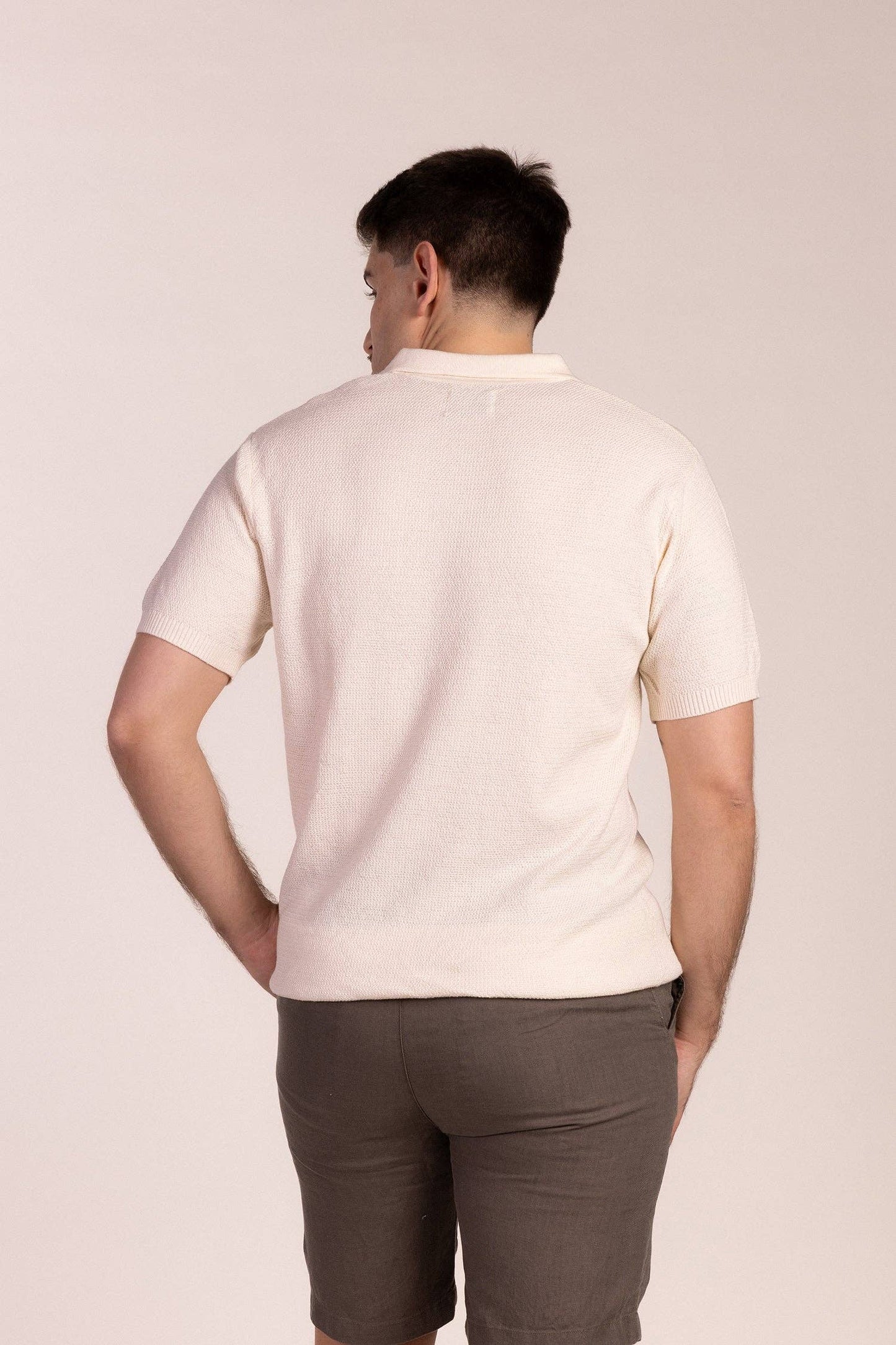 Beige gebreide polo | Montelo