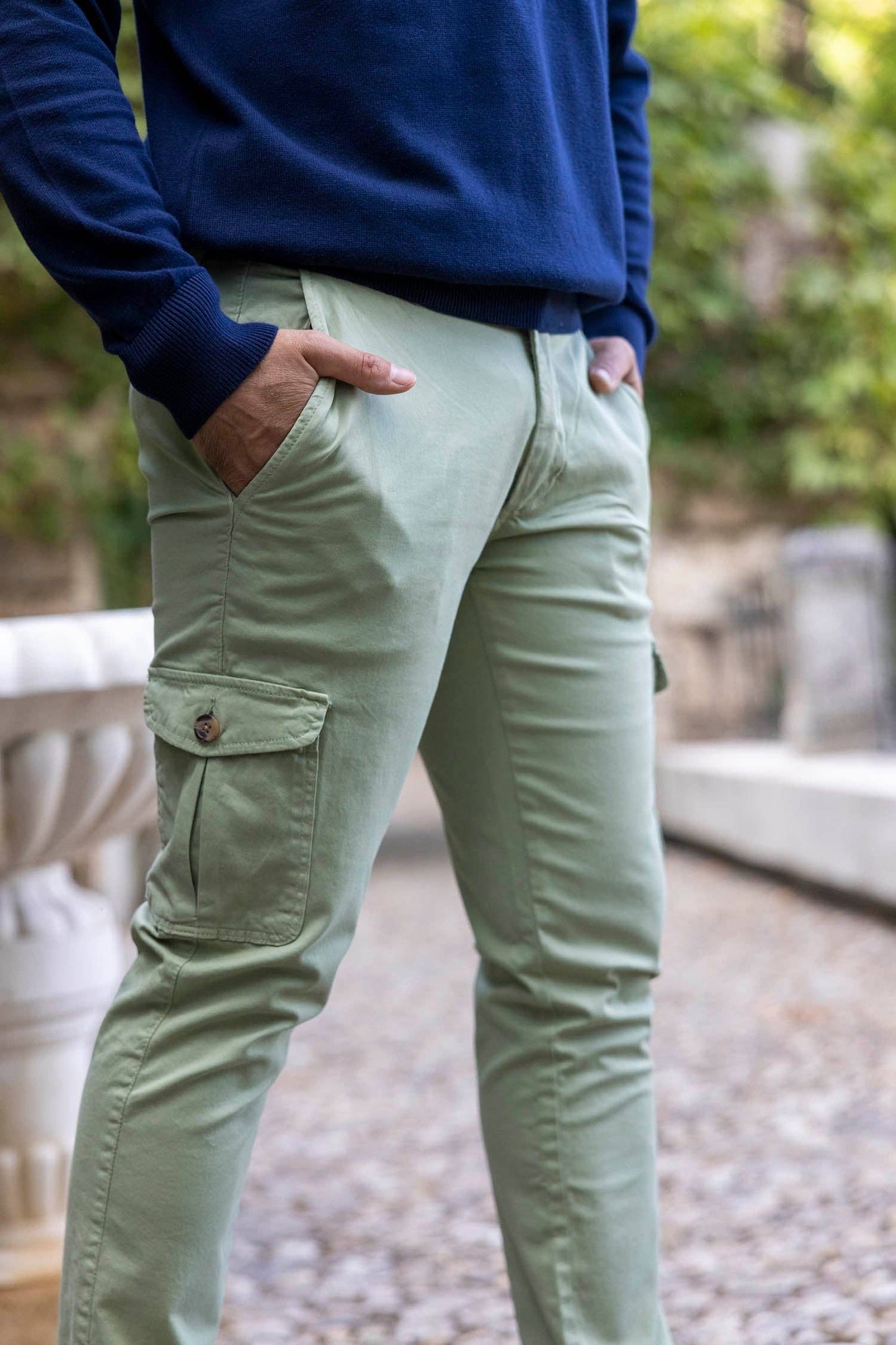 Elastische Taille Cargo Broek Kaki Groen: 46