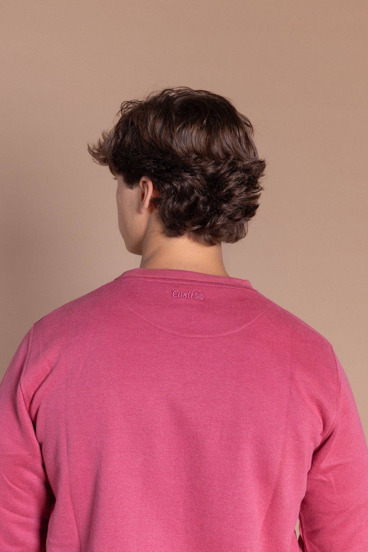 Basic sweatshirt met perziktouch kers: L