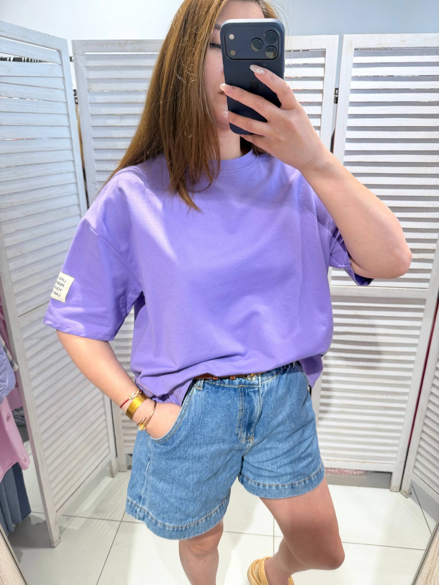 Basic T-shirt met ronde hals: Paars / JIJ