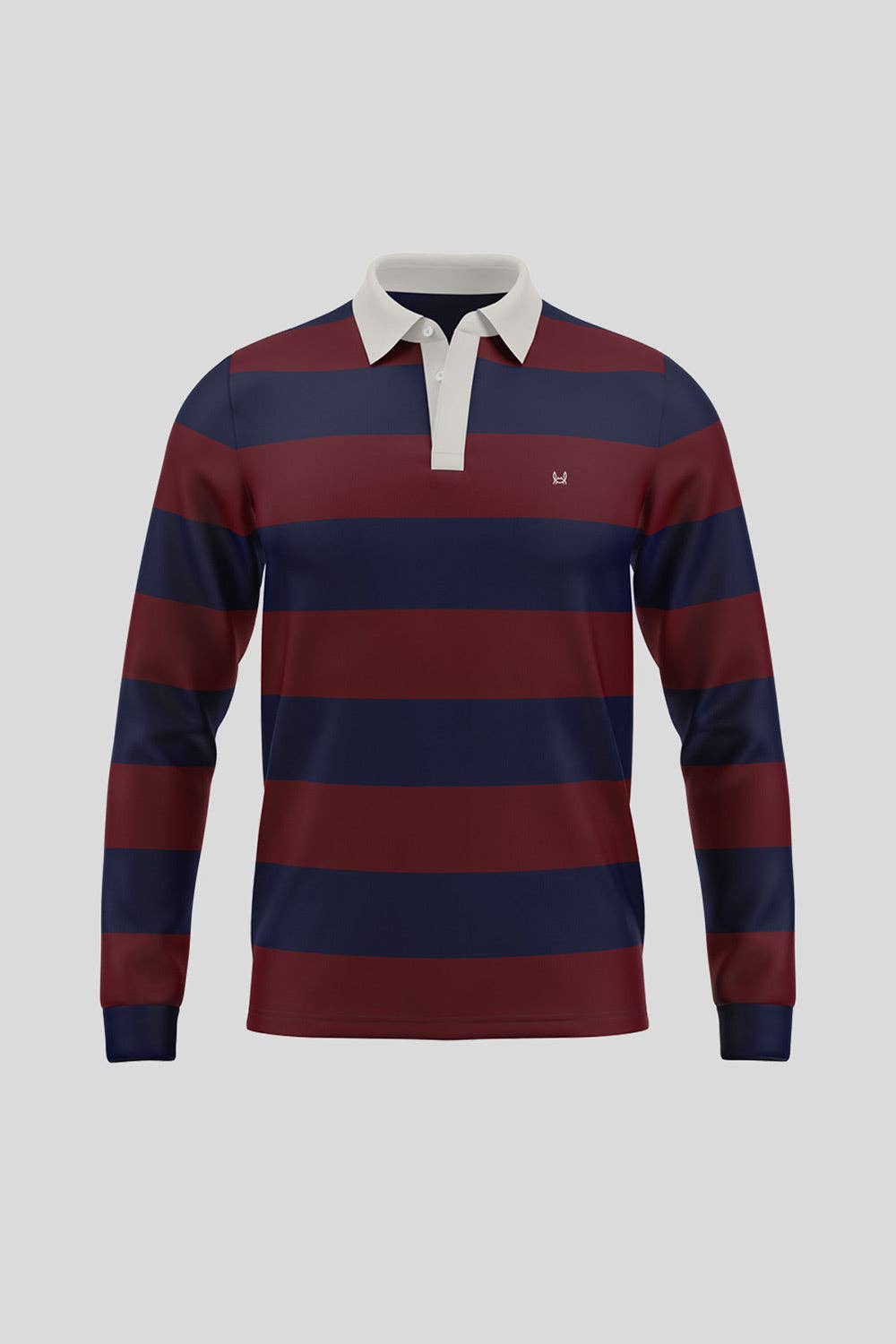 Rugbypolo met bordeauxrode strepen | Pontevedra