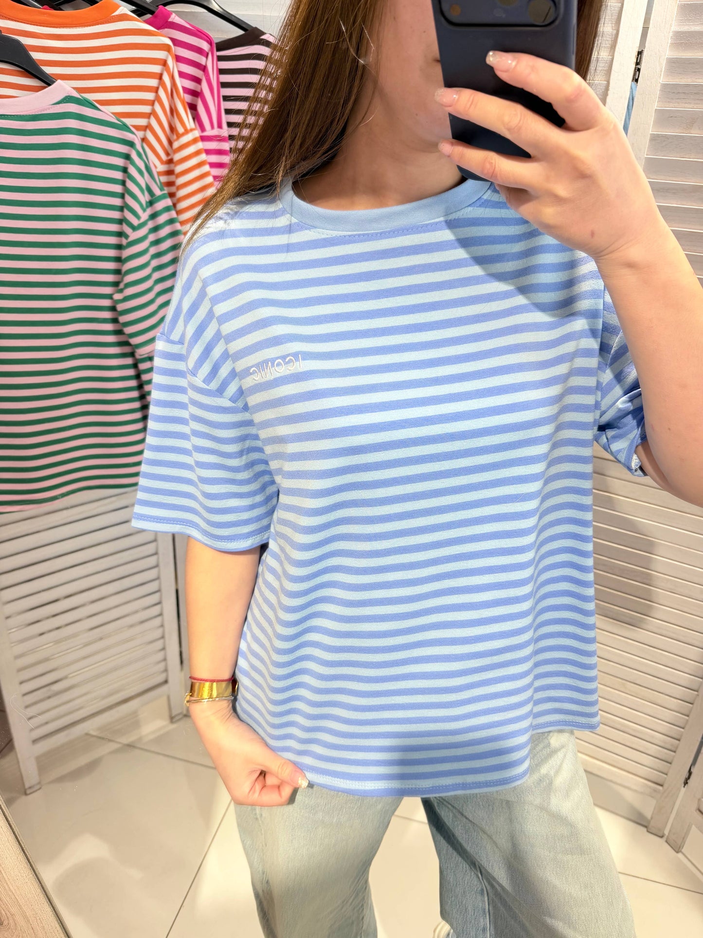 Gestreept T-shirt: Bleu / TU