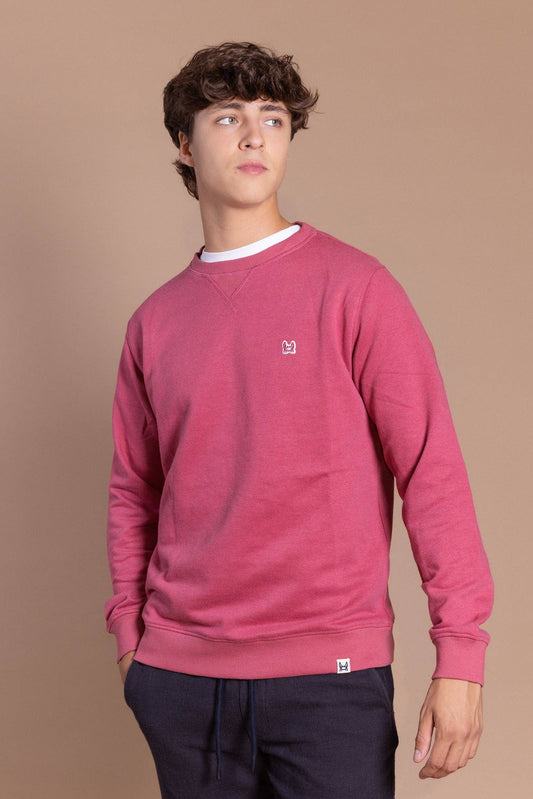 Basic sweatshirt met perziktouch kers: L