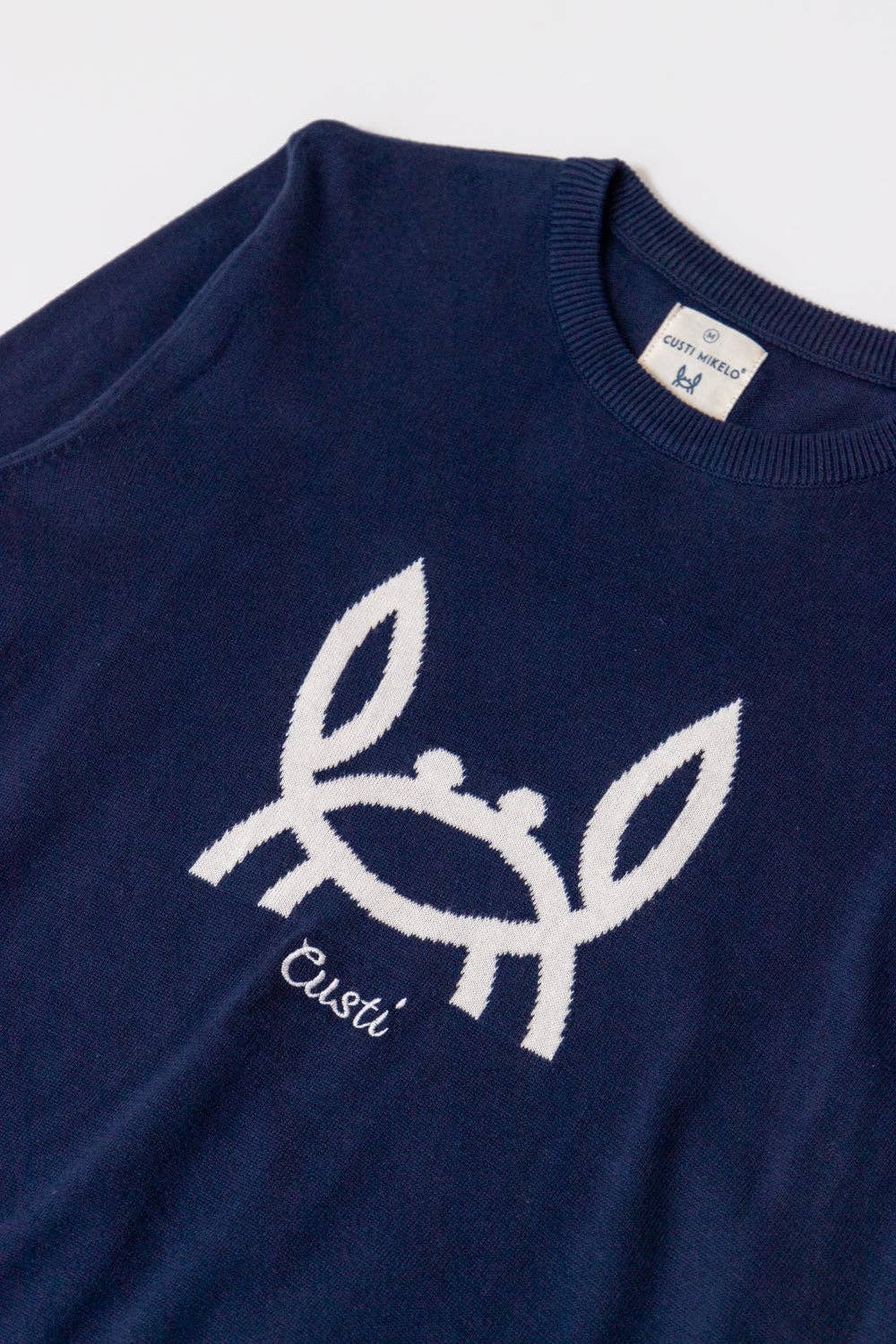 Intarsia Trui Kleine Krab Marineblauw: L