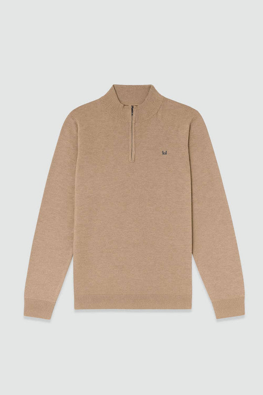 Beige fleecetrui met ritssluiting: M