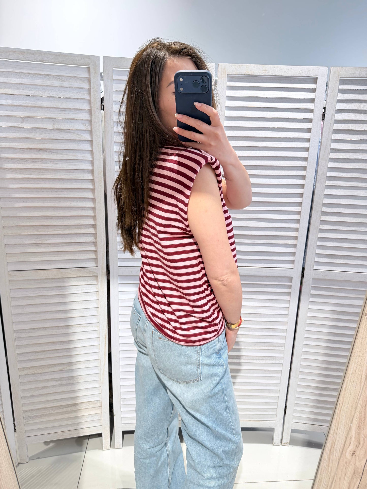 Gestreept T-shirt met ronde hals: Roze / JIJ