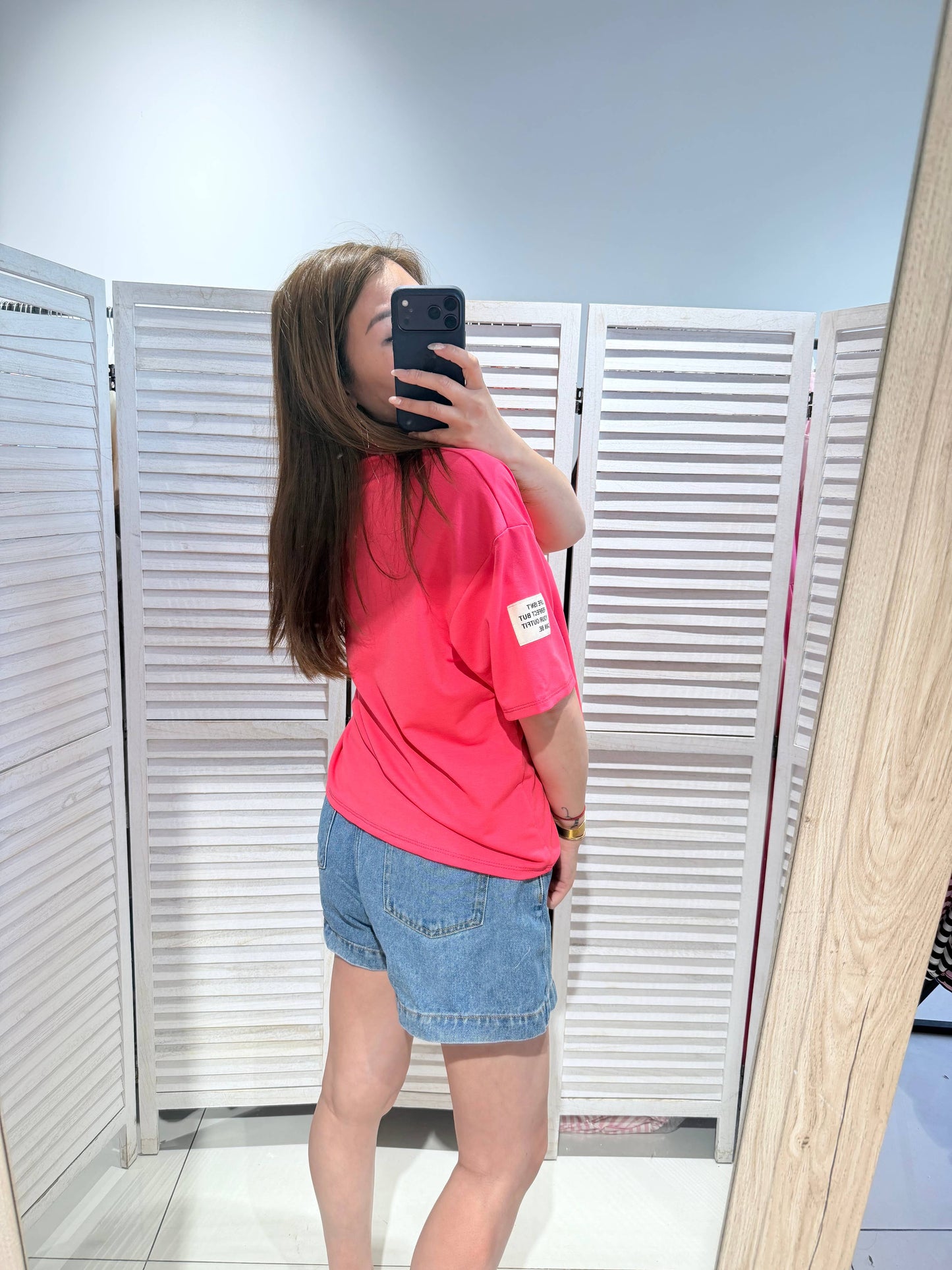 Basic T-shirt van stretchkatoen: Fuchsia / JIJ