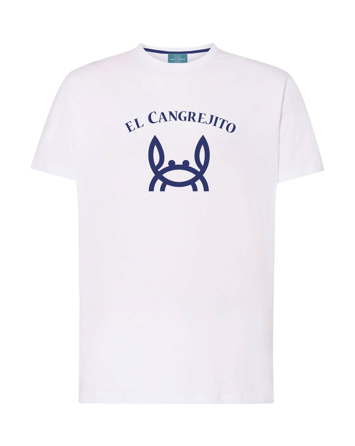 Wit/marineblauw t-shirt met krab