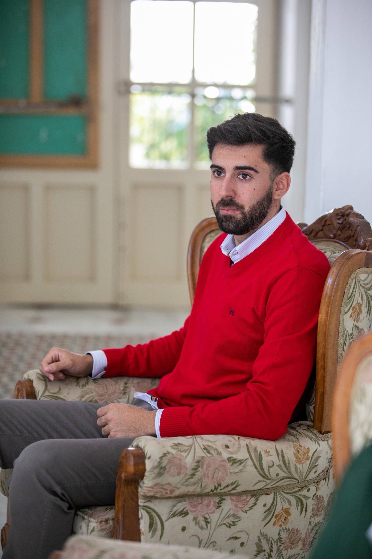 Rode Katoenen Trui V-hals