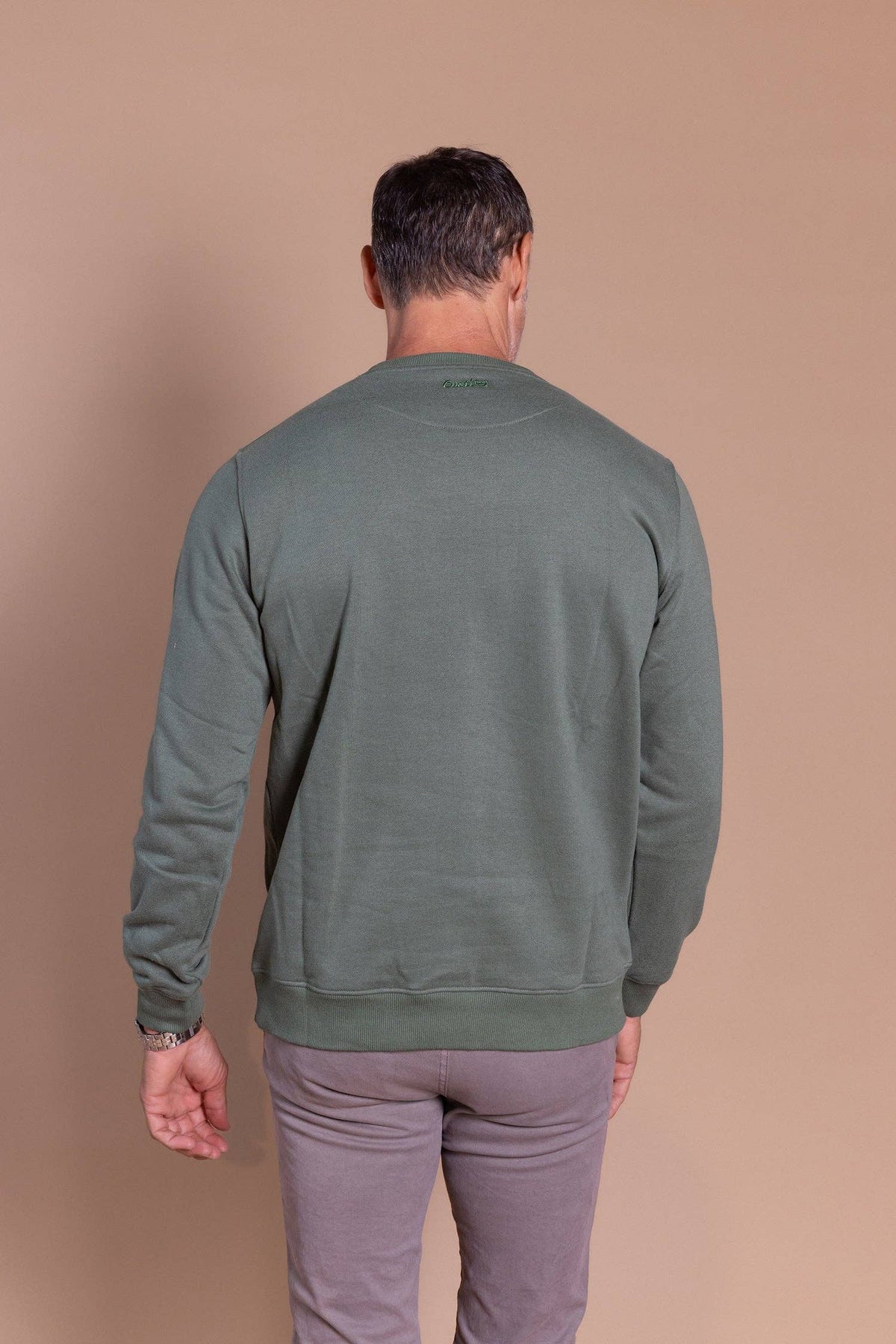 Basis-sweater met perzikgevoel — bosgroen: L