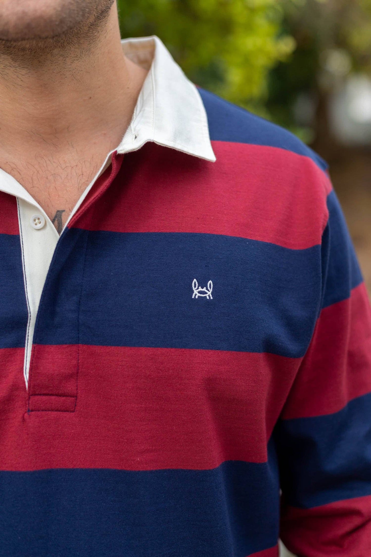 Rugbypolo met bordeauxrode strepen | Pontevedra