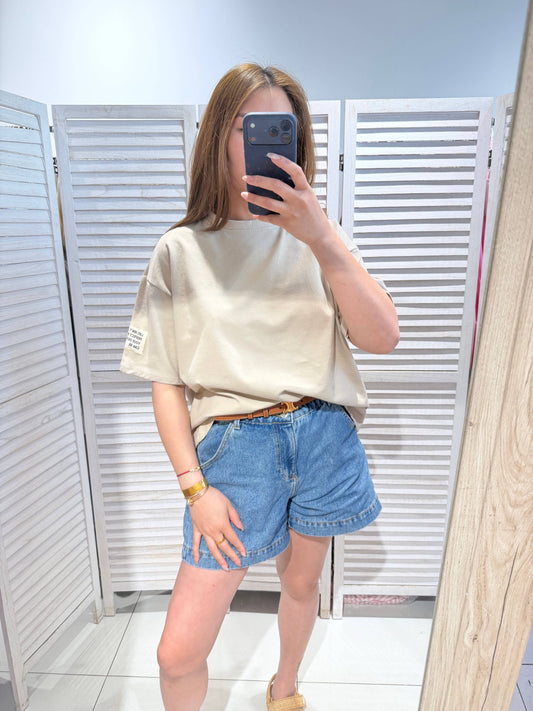 Basic T-shirt met ronde hals: Beige / JIJ