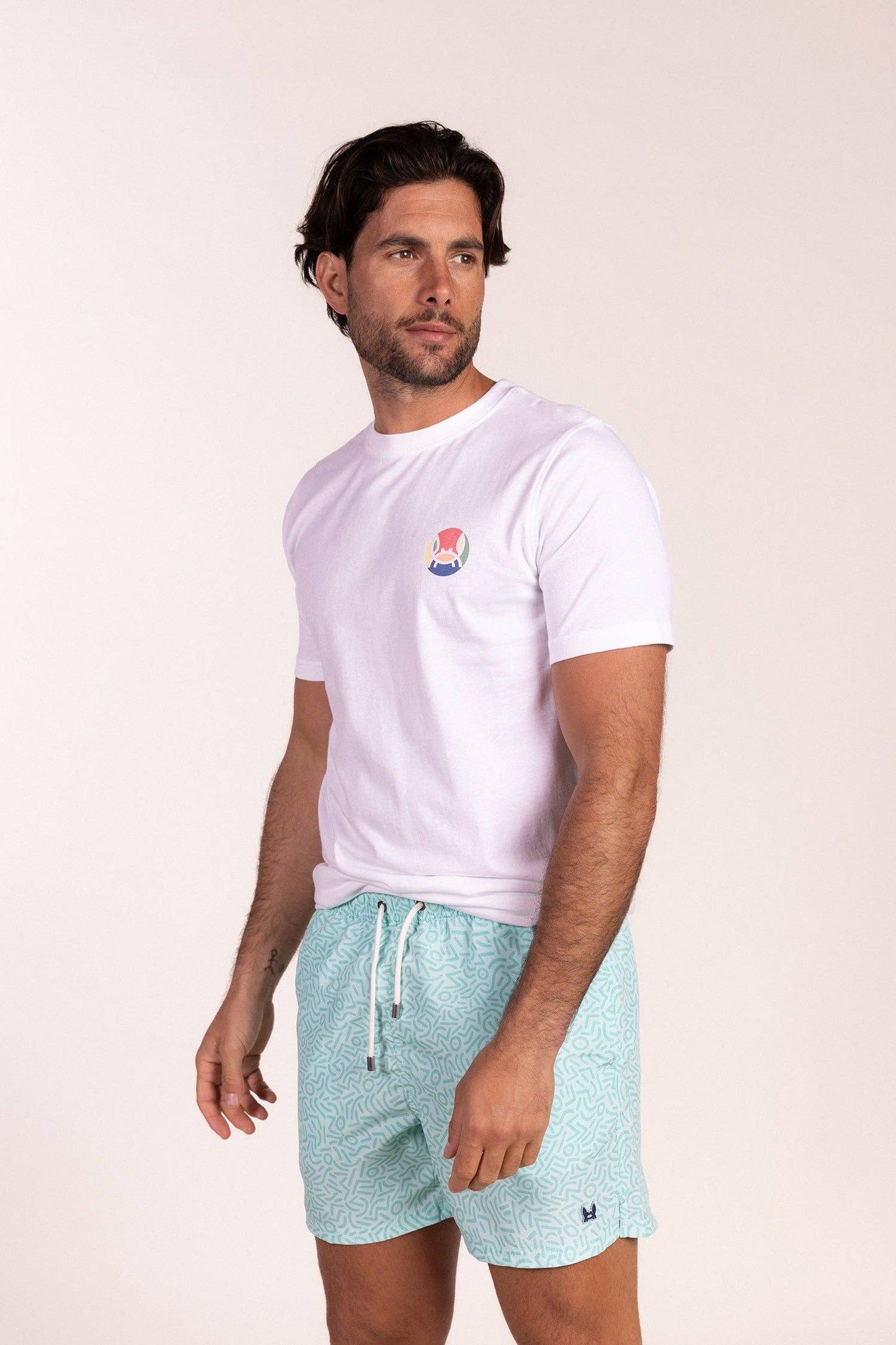 Wit T-shirt met meerkleurige cirkel | Formentera: S