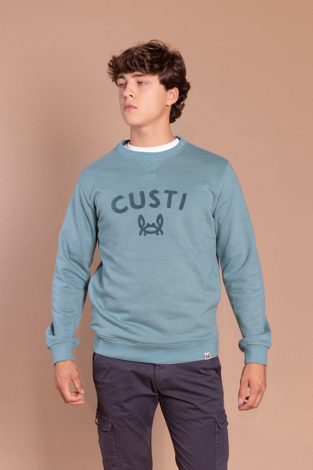 Chenille-sweatshirt blauwgroen: S