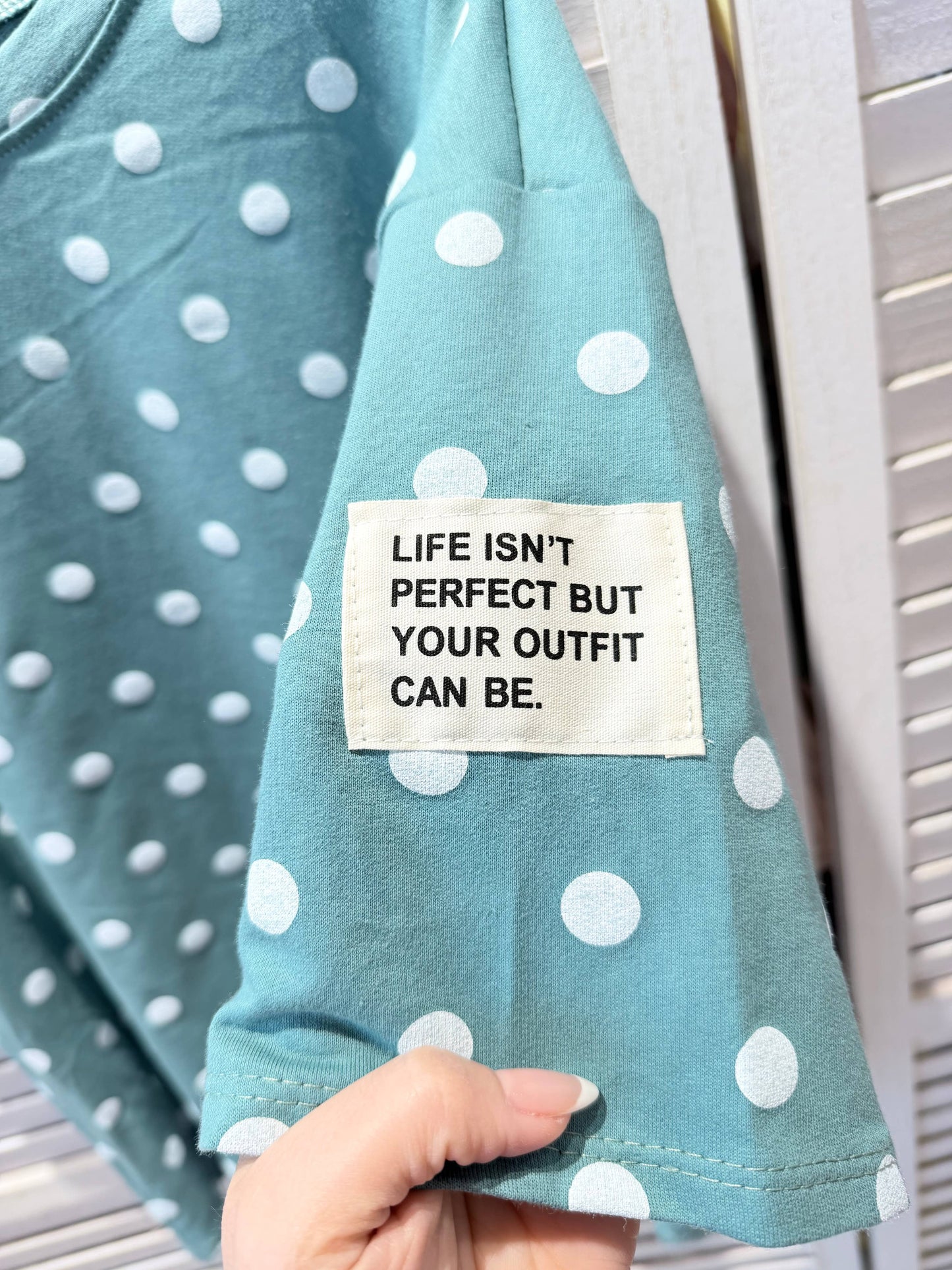 T-shirt met stippen: Petrol blauw / JIJ