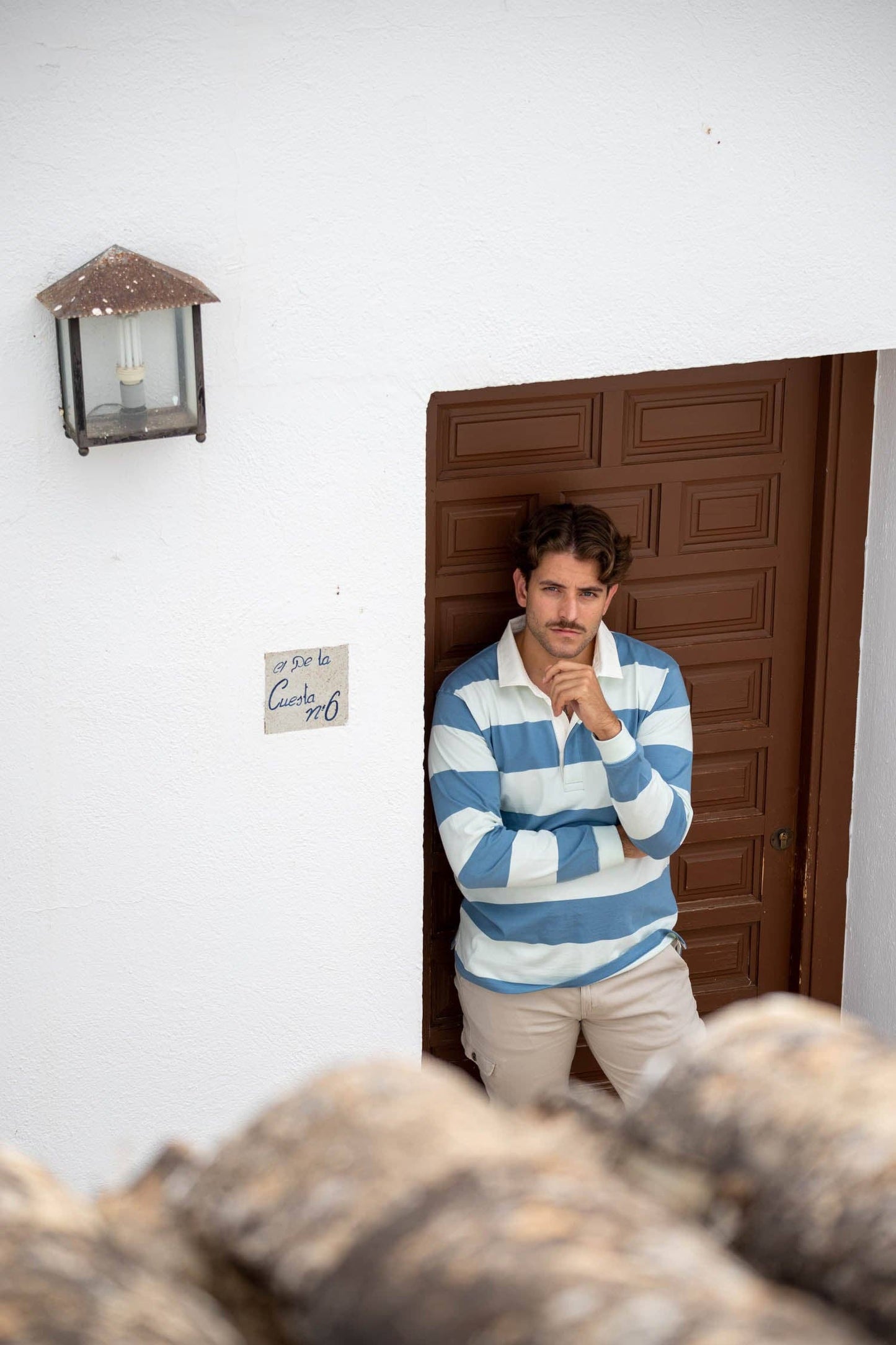 Rugbypolo met aqua-strepen | Orense