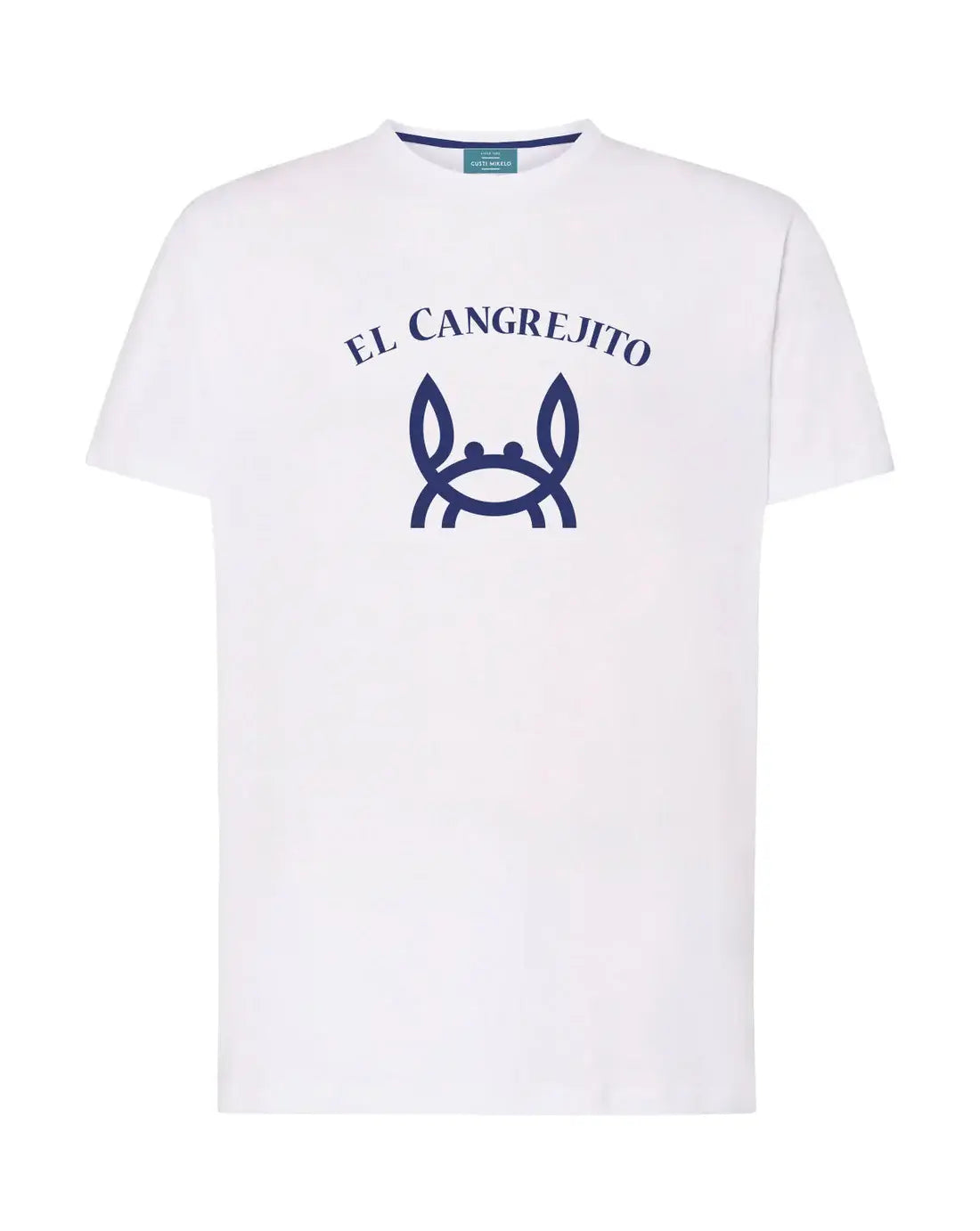 Wit/marineblauw t-shirt met krab