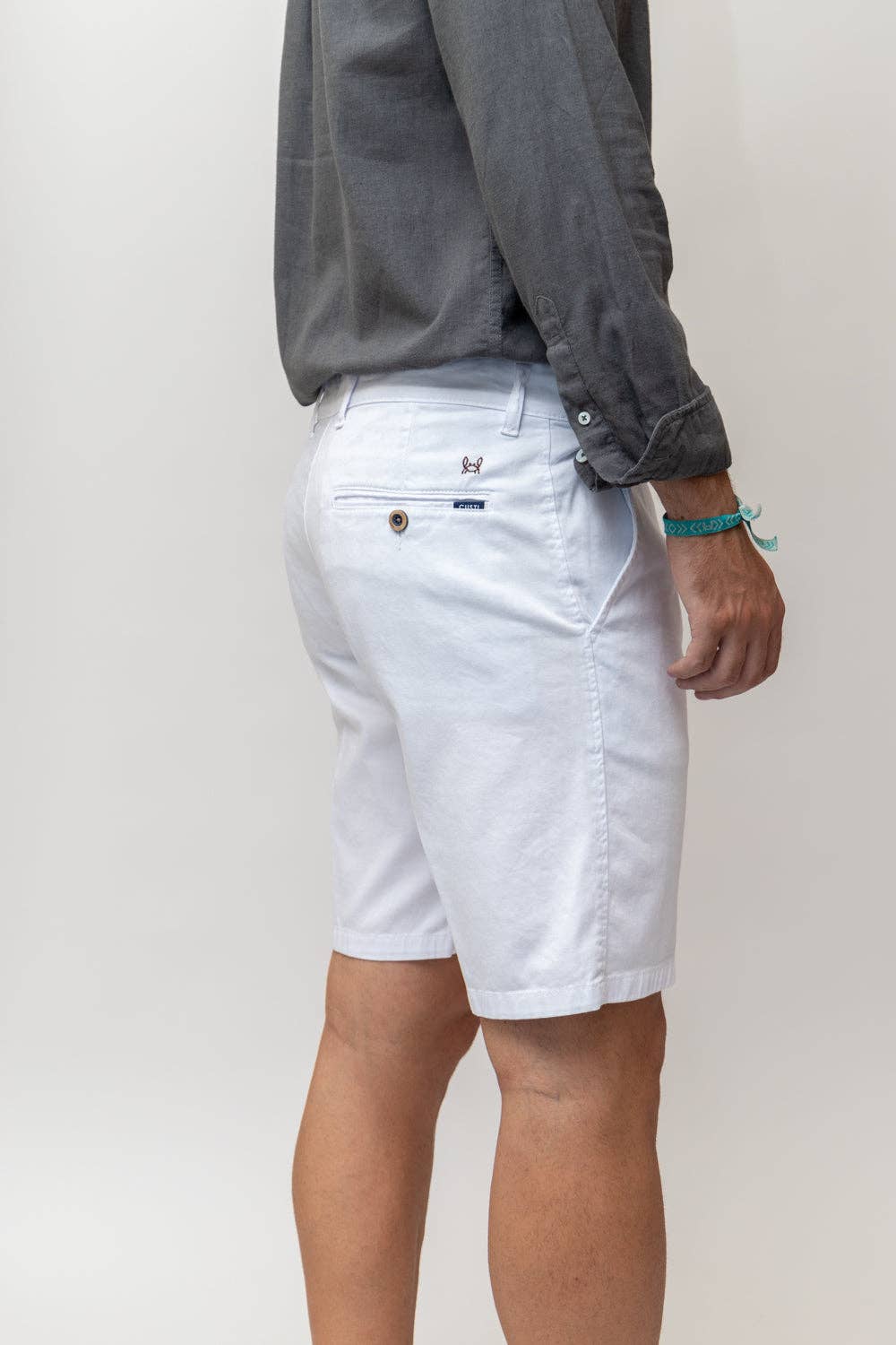 Witte elastische bermuda | Priego