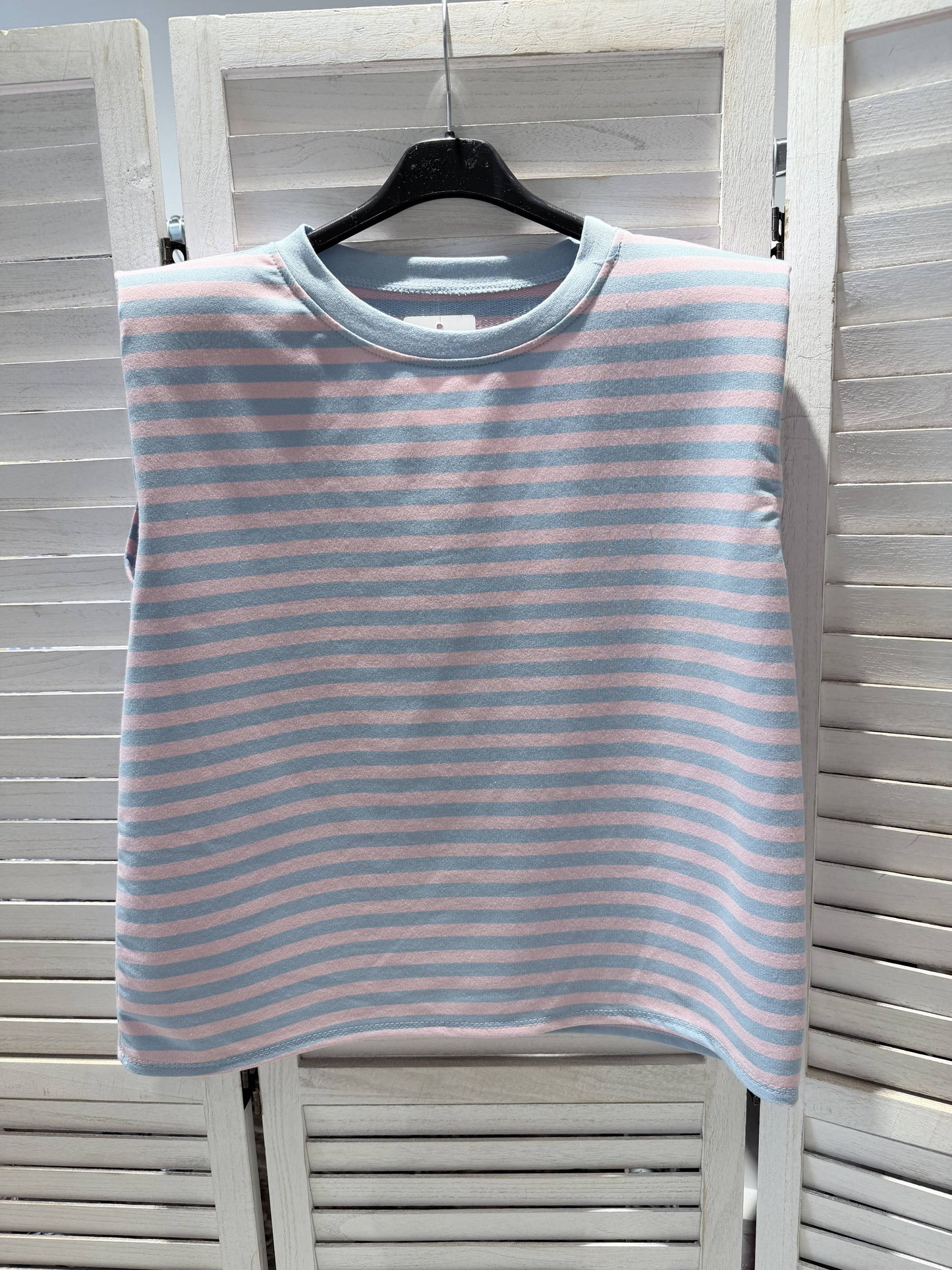 Gestreept T-shirt met korte mouwen: Roze / Eén maat