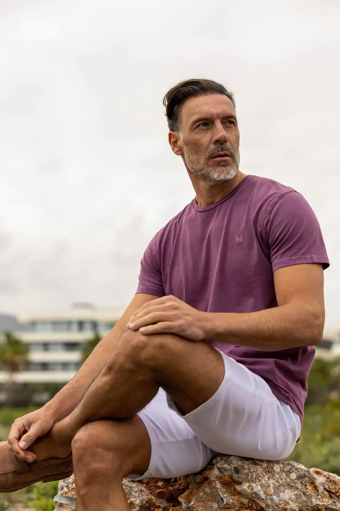 T-shirt basic wijnkleur