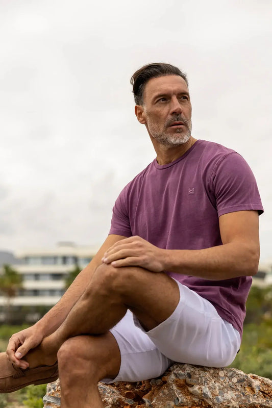 T-shirt basic wijnkleur