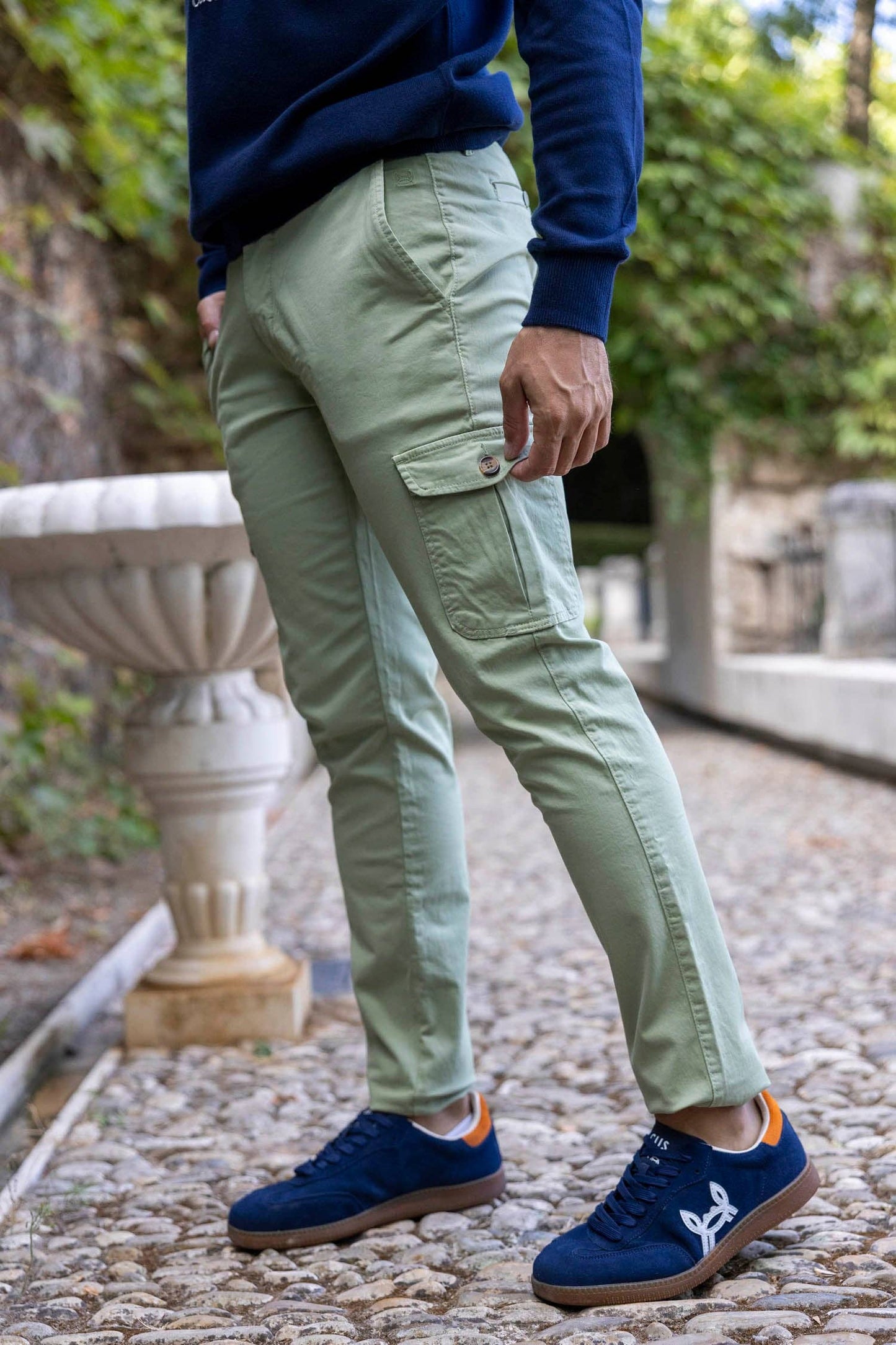 Elastische Taille Cargo Broek Kaki Groen: 46