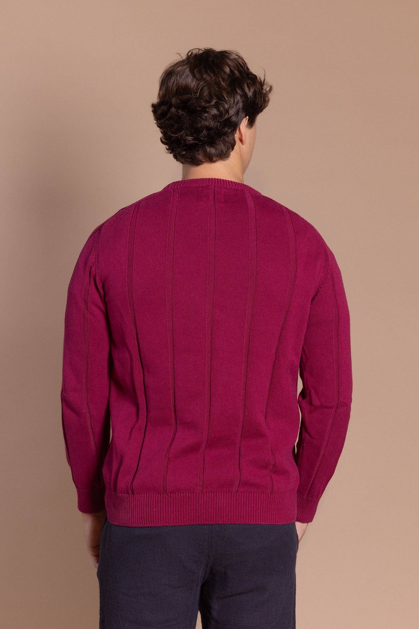 Bordeaux trui met verticale strepen: XL