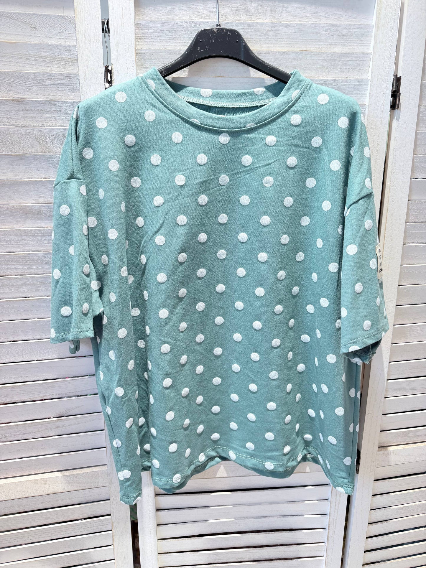T-shirt met stippen: Petrol blauw / JIJ
