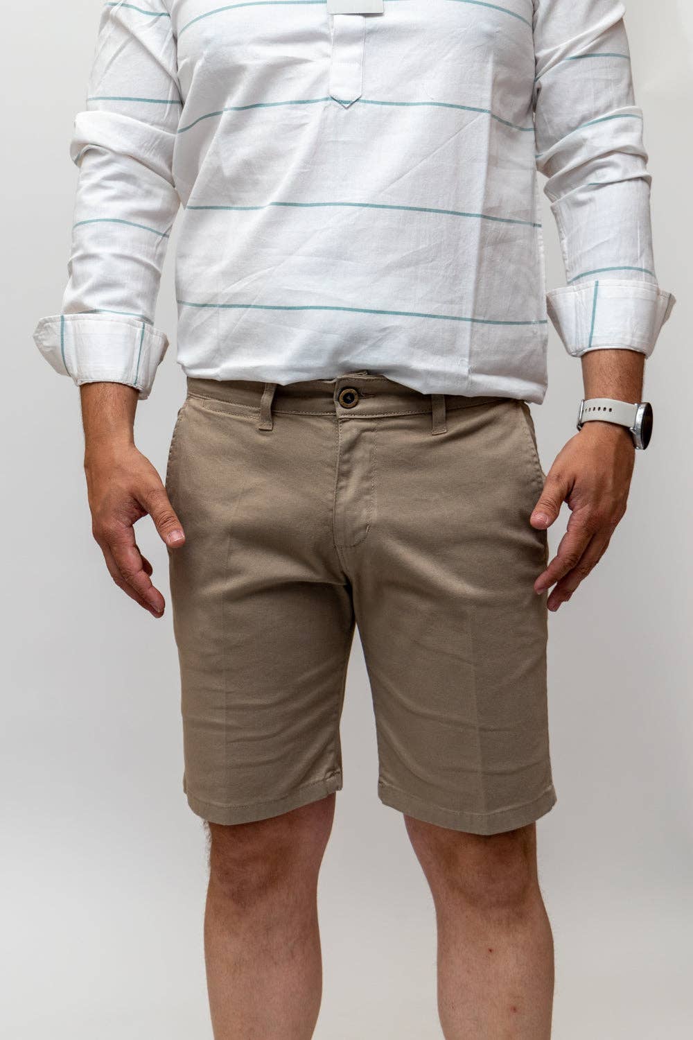 Beige elastische bermudashorts | Priego: 42