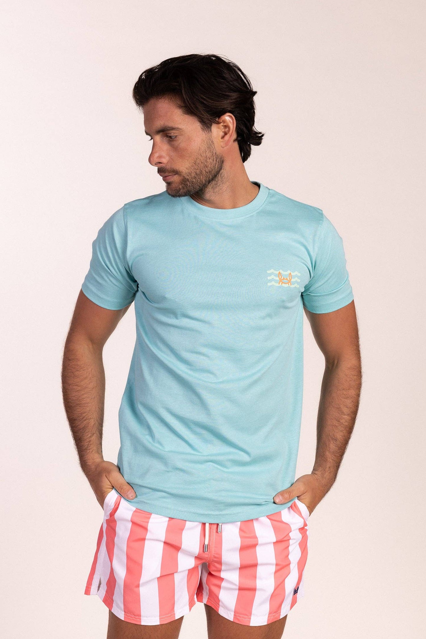 Bedrukte turkooisblauwe T-shirt | Ibiza: M