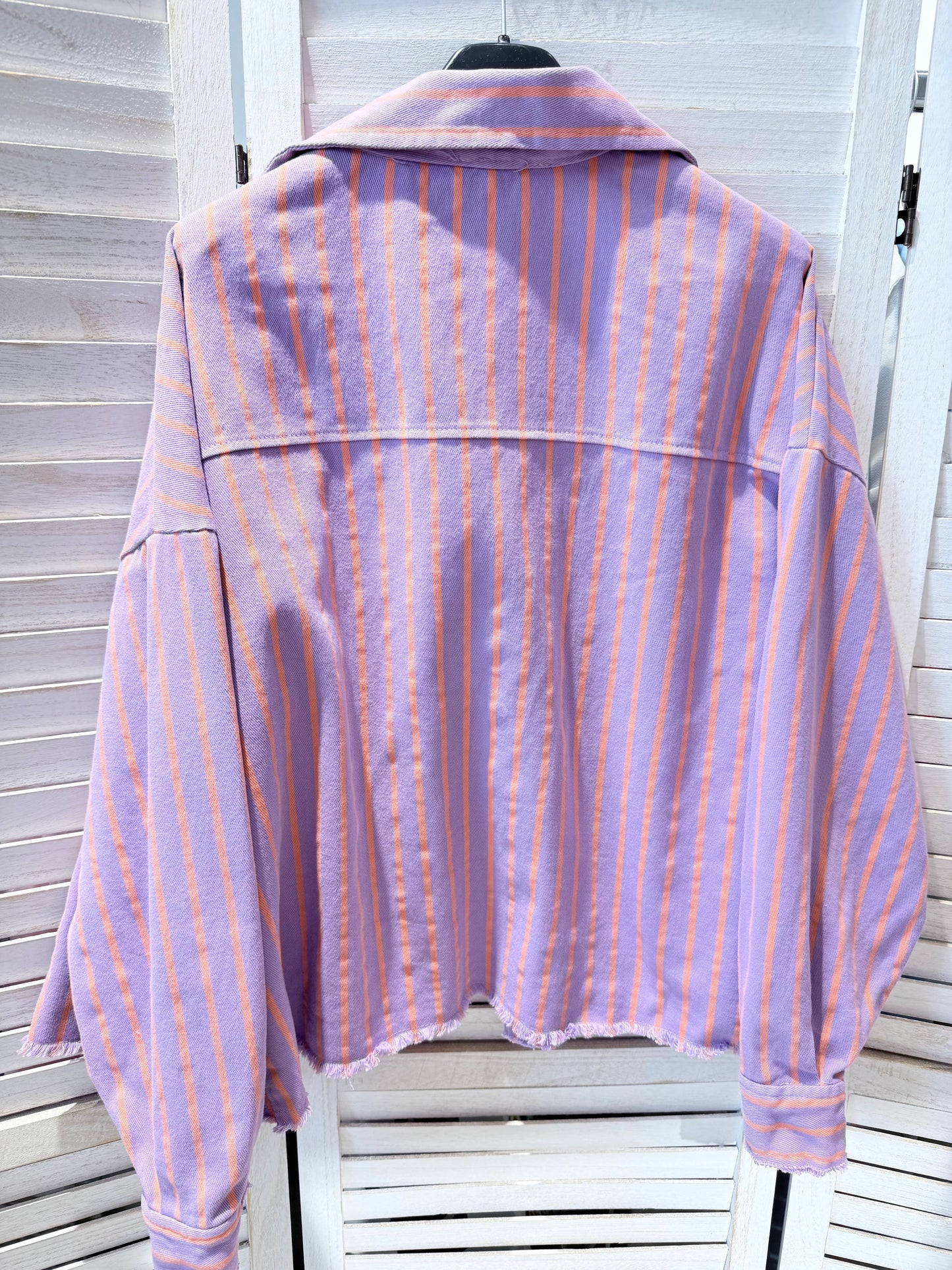 Gestreepte blazer met overhemdkraag: Lila / JIJ