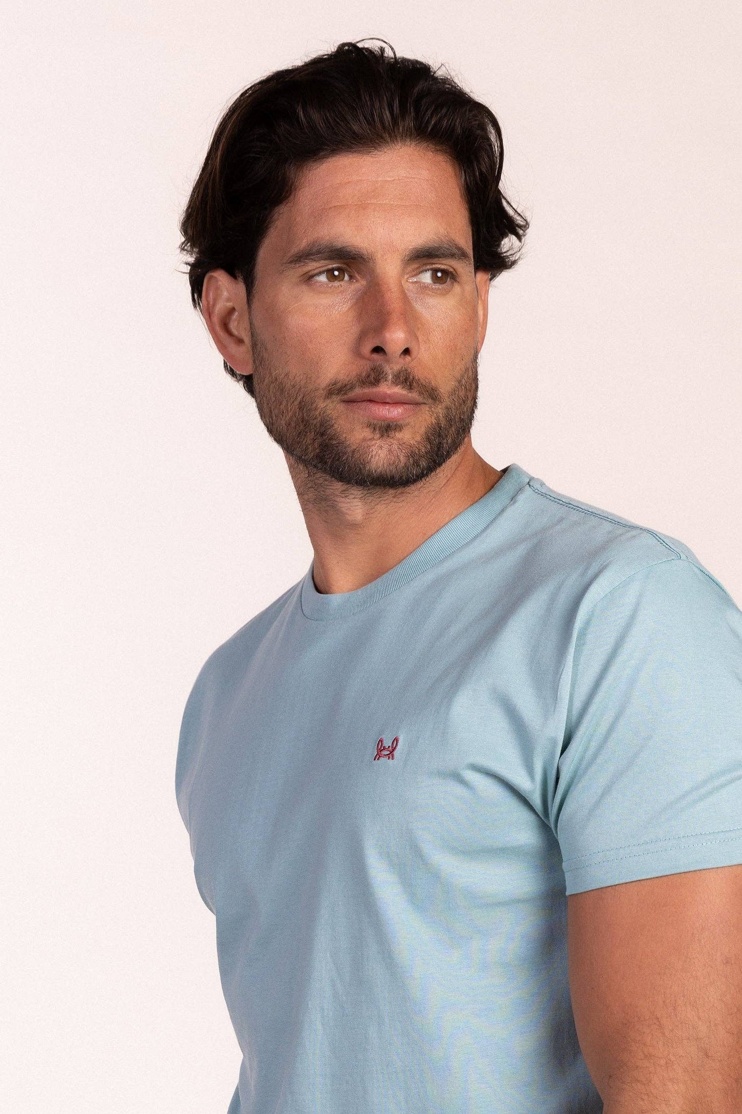 Basis T-shirt met Korte Mouwen Aqua Blauw: M