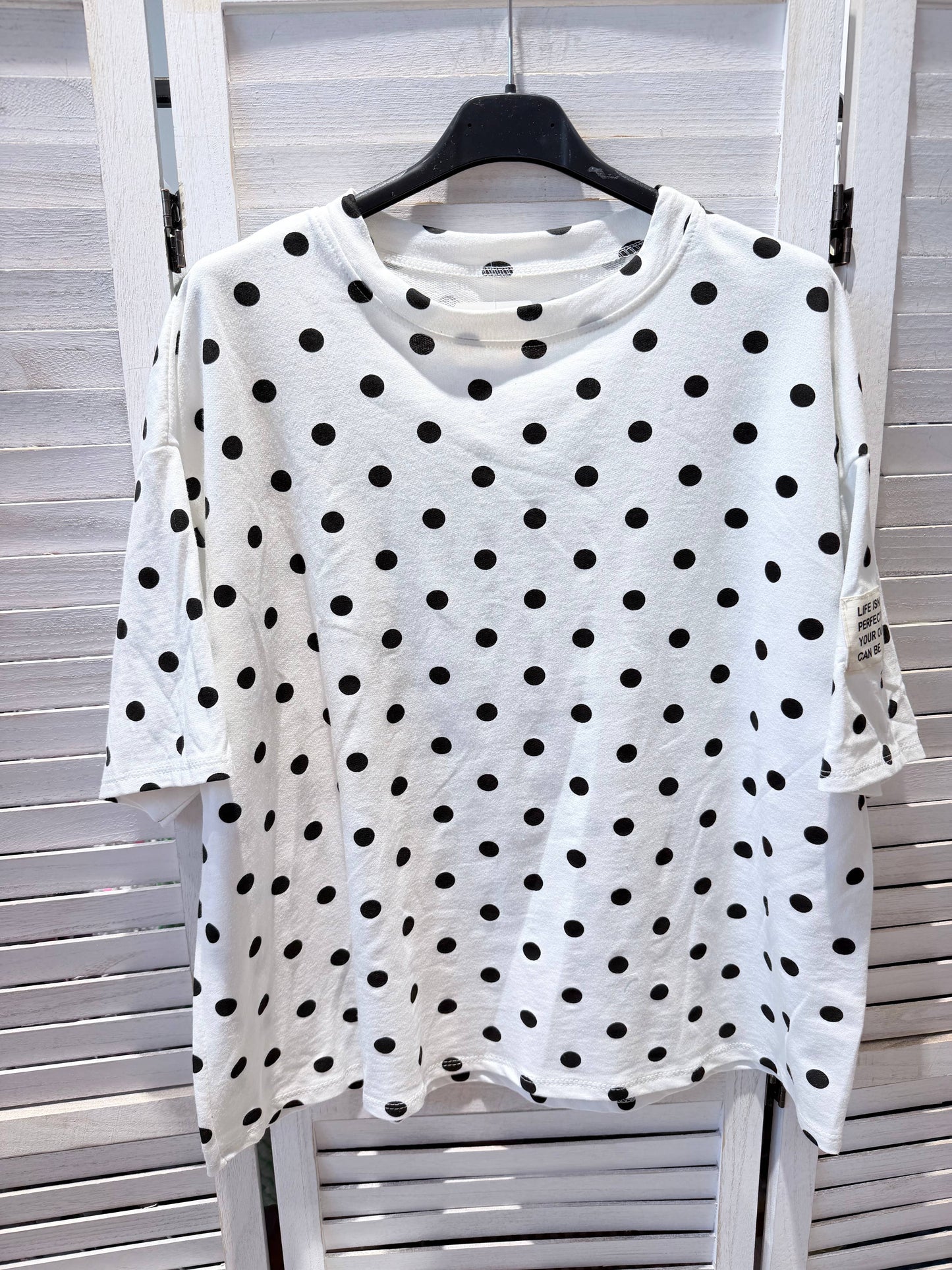 T-shirt met stippen: Wit / JIJ