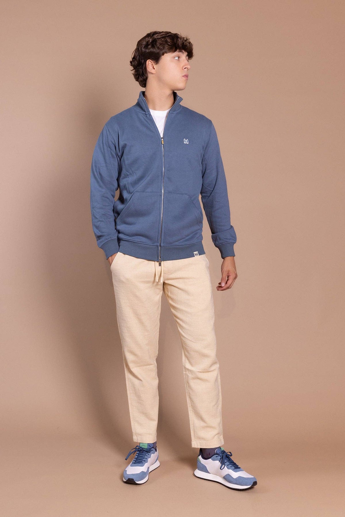 Sweatshirt met ritssluiting perzikzacht petrol | Roma: S