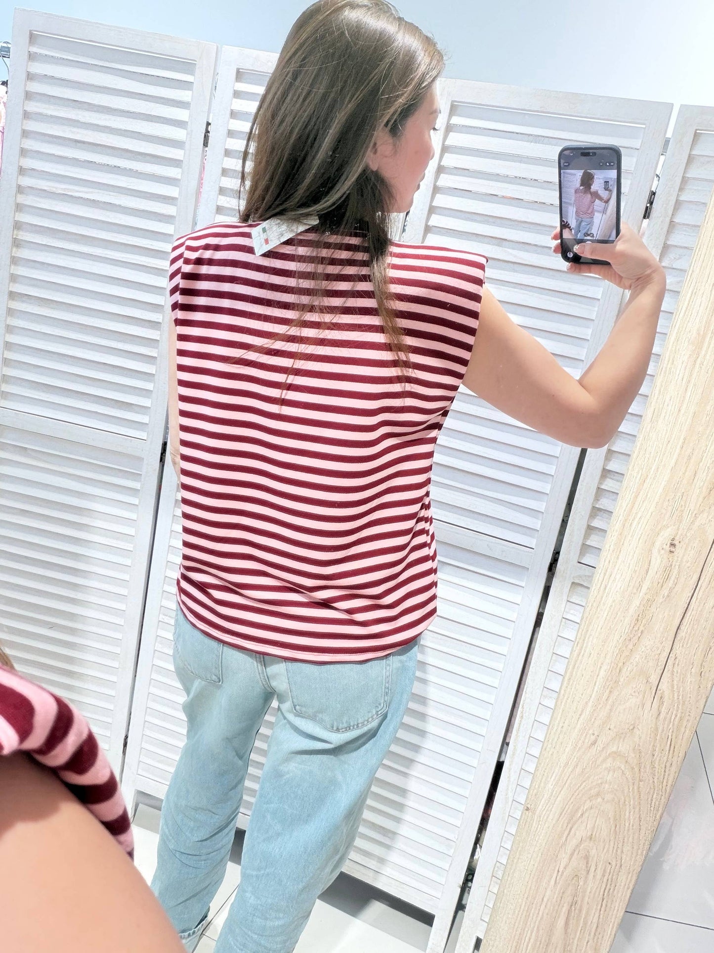 Gestreept T-shirt met ronde hals: Roze / JIJ