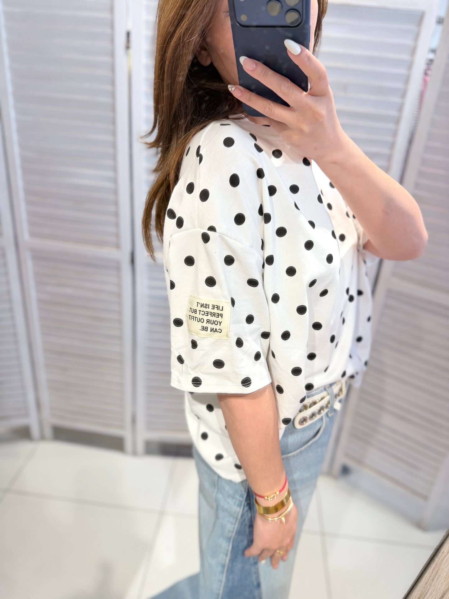 T-shirt met stippen: Wit / JIJ