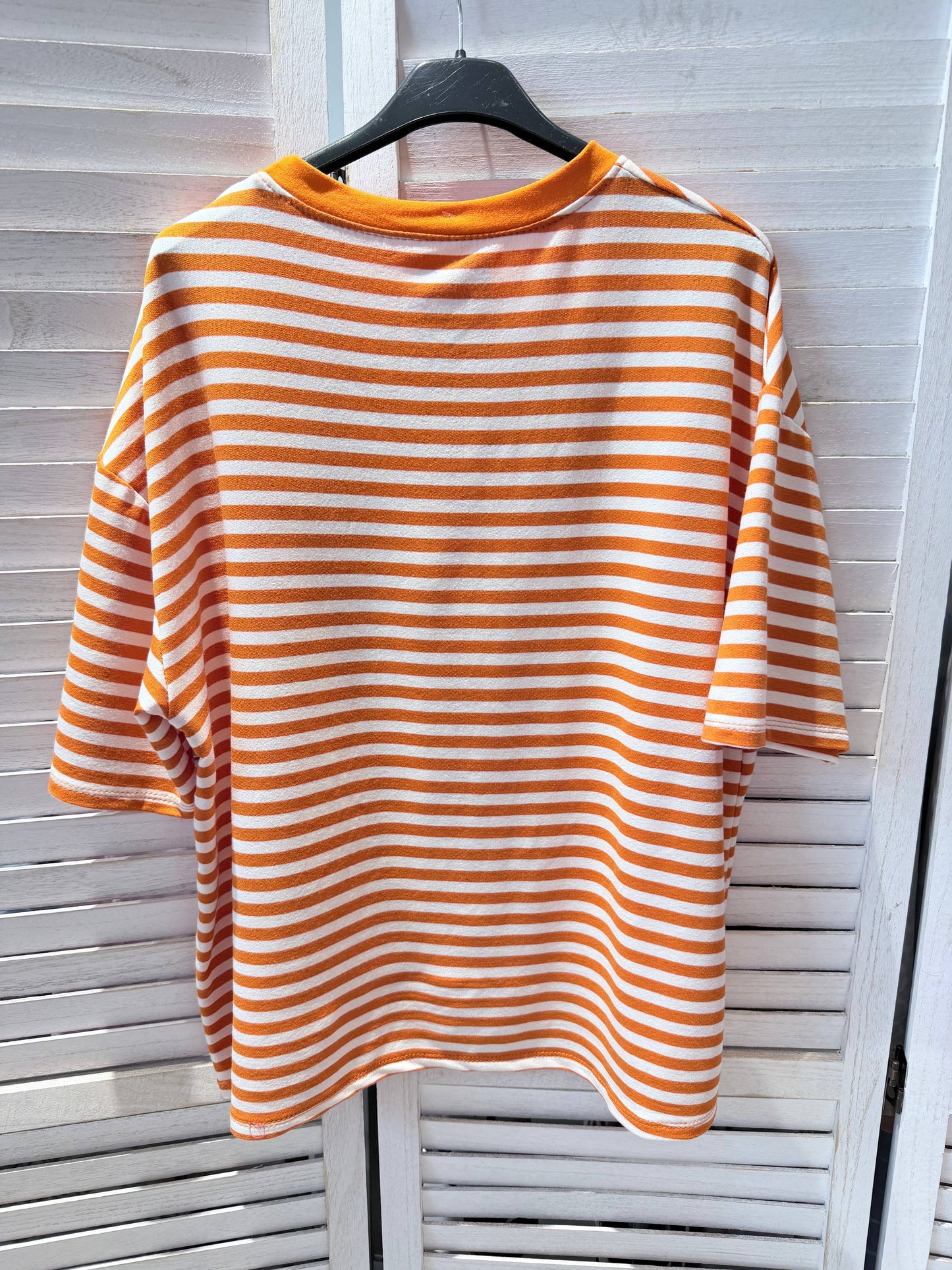 Gestreept T-shirt met smalle korte mouwen: Orange / TU