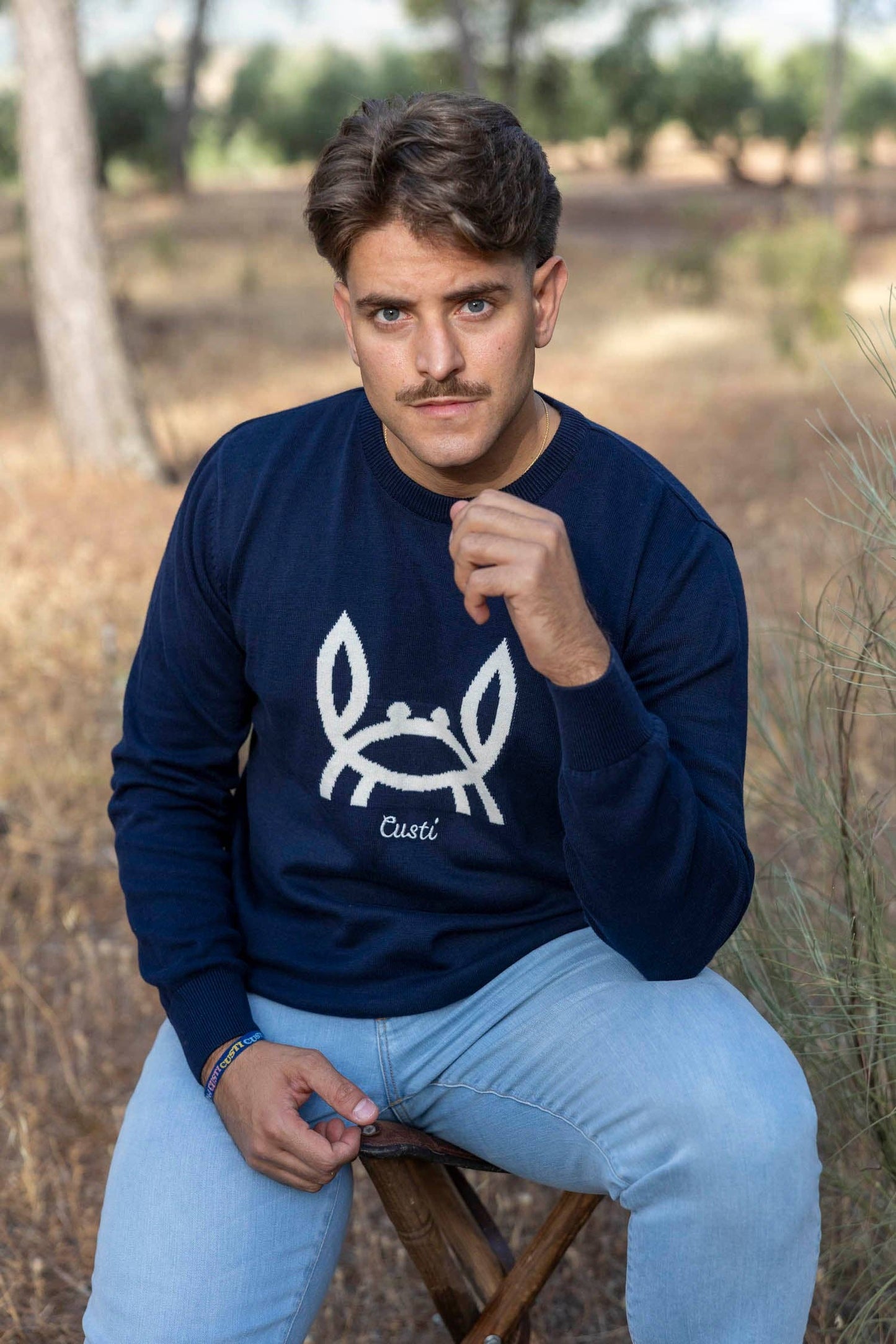 Intarsia Trui Kleine Krab Marineblauw: XXL