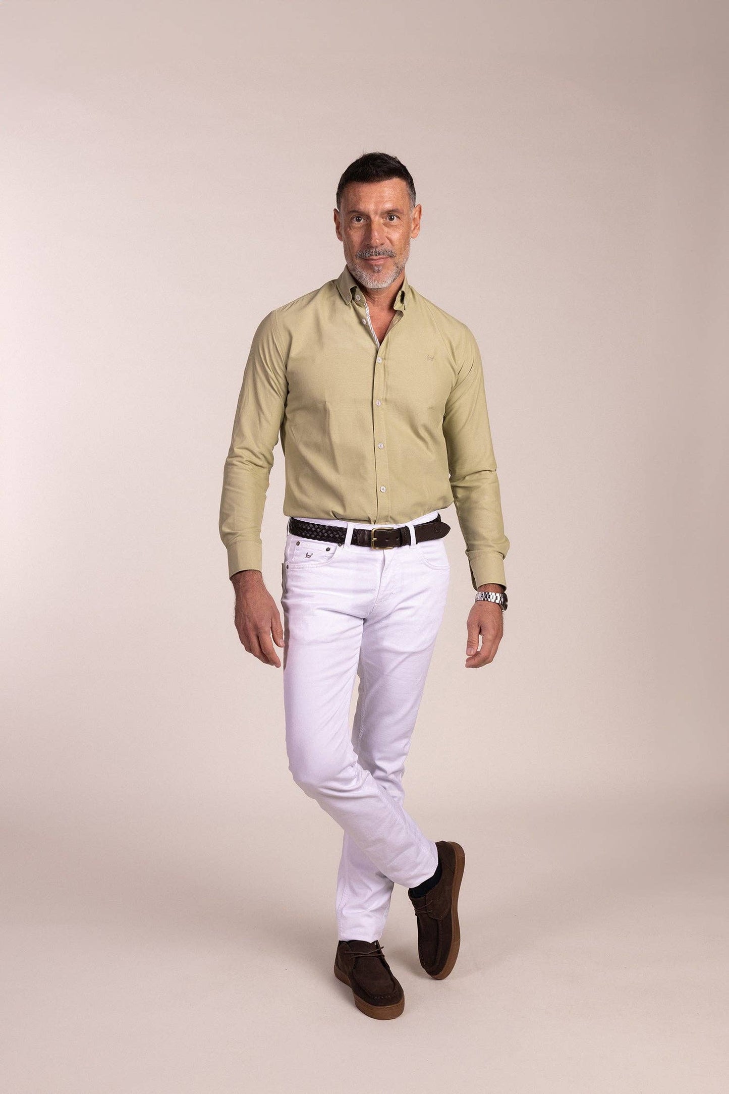 Effen Oxford-overhemd Olijf | Ronda: S (2)