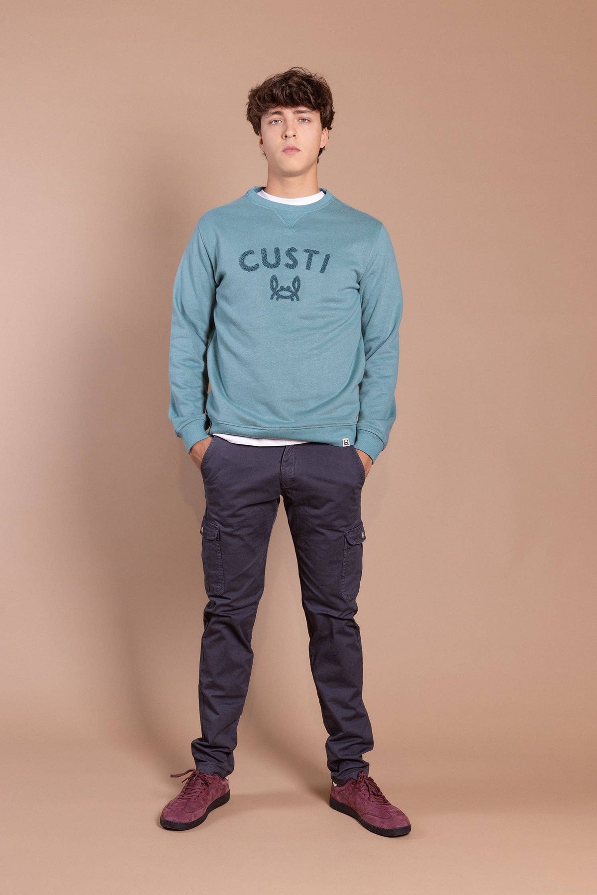 Chenille-sweatshirt blauwgroen: S