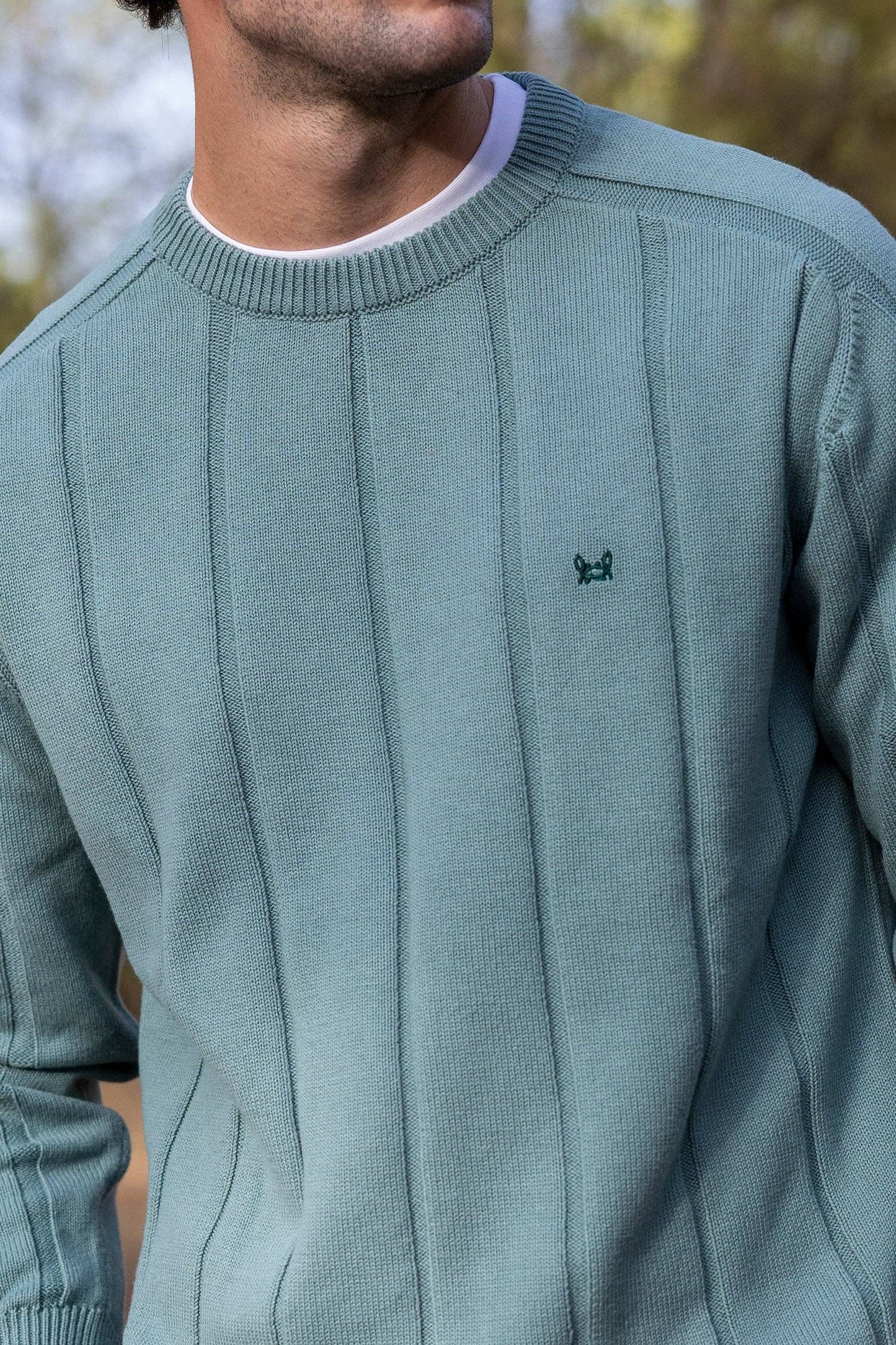 Jersey met verticale streep middengroen: L