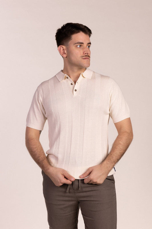 Beige gebreide polo | Montelo