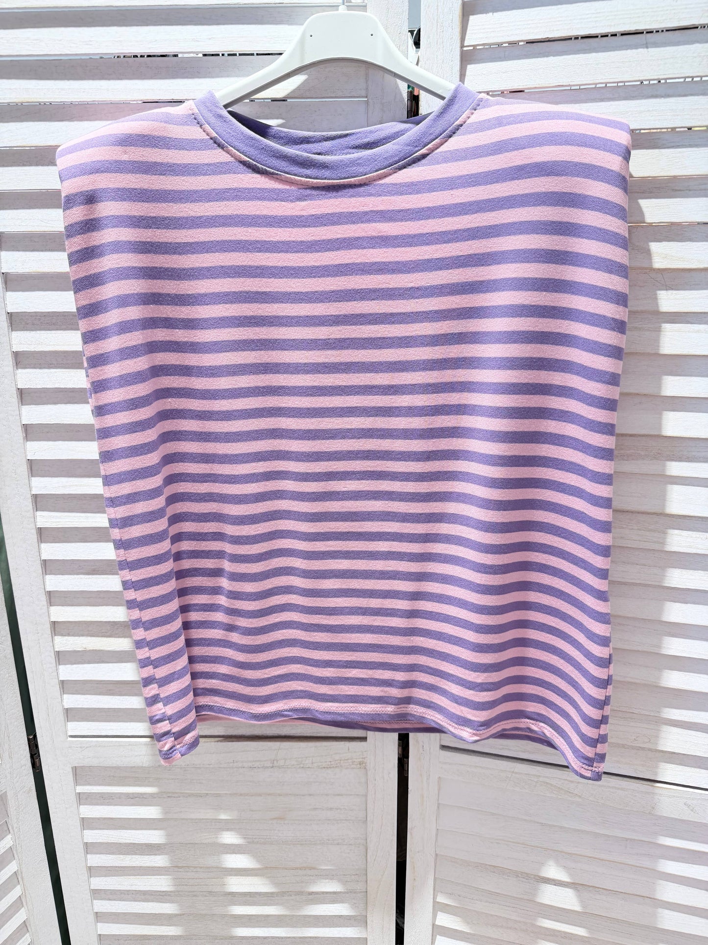 Gestreept T-shirt met korte mouwen: Lila / JIJ